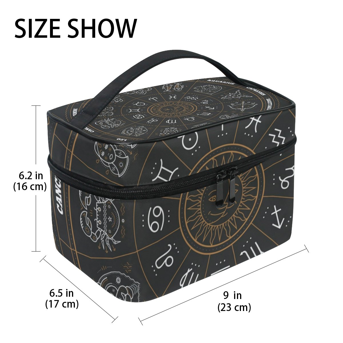 Cooper Girl Astrology Symbols Cosmetic Bag - Waterproof Travel Makeup Pouch for Women, Perfect for Train Cases & Storage Organizer | Great for Travel, Gym, and Daily Beauty Essentials