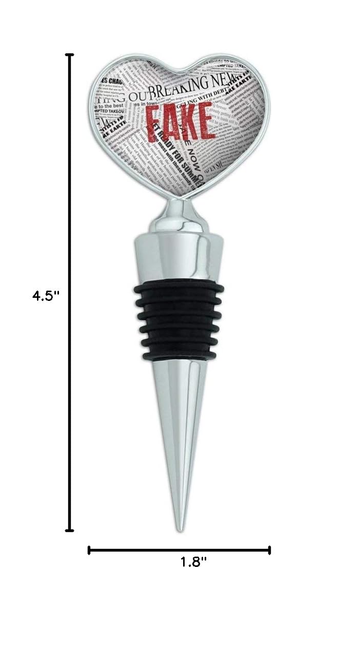 Donald Trump Fake News Heart Love Wine Bottle Stopper - Funny Novelty Gift for Political Enthusiasts - Perfect for Parties, Gag Gifts & Wine Lovers