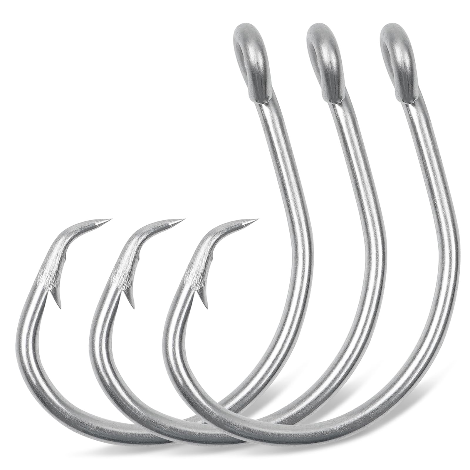 **20pcs Stainless Steel Saltwater Circle Hooks - Wide Gap Short Shank Fishing Hooks for Tuna, Catfish, Bass & Bluegill | Big Game & Inline Fishing Hooks for Ocean & Freshwater Angling**