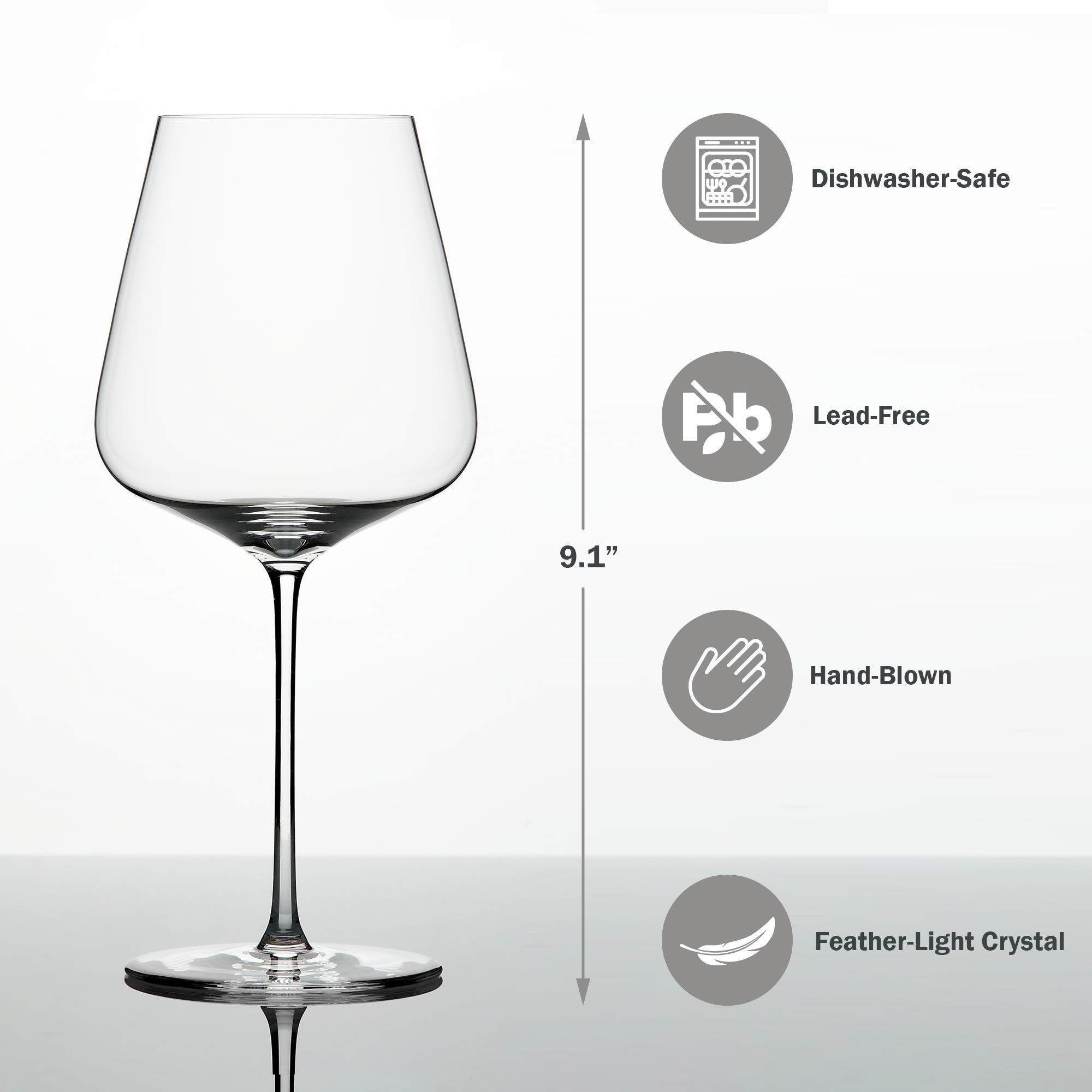 Premium Zalto Denkart Bordeaux Red Wine Glasses - Set of 2, Crystal Clear, Handmade in Austria - Perfect for Cabernet, Merlot & Fine Red Wines - Elegant Dinner Parties & Wine Tasting Events