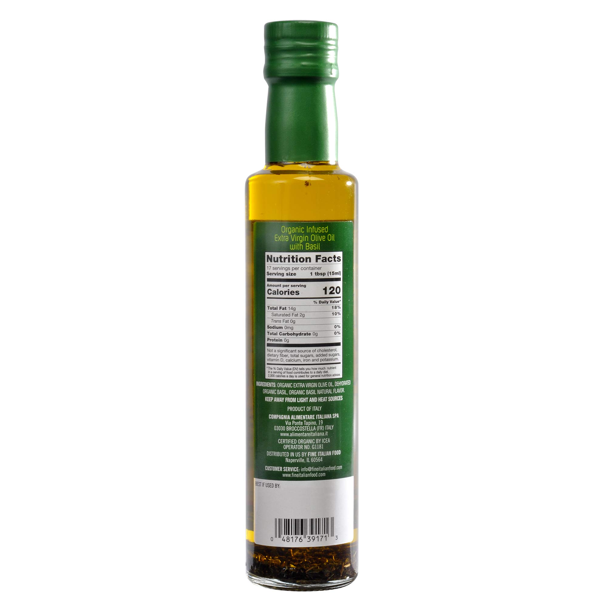 Premium Cold-Pressed Extra Virgin Olive Oil Infused with Basil - 8.5 oz (Pack of 6) | 100% Natural Italian EVOO | Heart-Healthy Cooking Oil for Salad Dressing, Pasta, Garlic Bread, Meats & Pan Frying | Ideal for Mediterranean Cuisine & Gourmet Recipes
