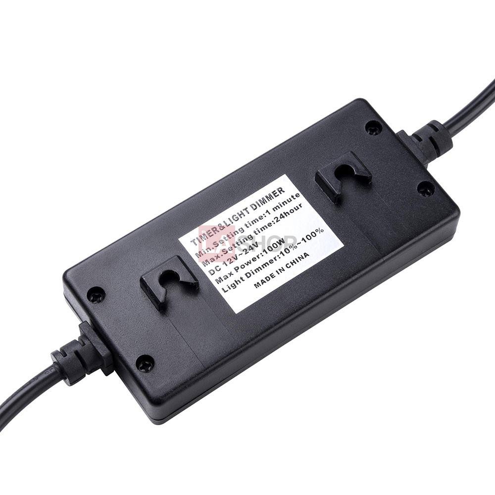 AquaBasik DC 12V 24V Aquarium LED Light Controller with Dimmer & Timer - Adjustable Brightness for Fish Tank, Coral Reef, and Planted Aquariums - Includes 2 Suction Cups for Easy Installation
