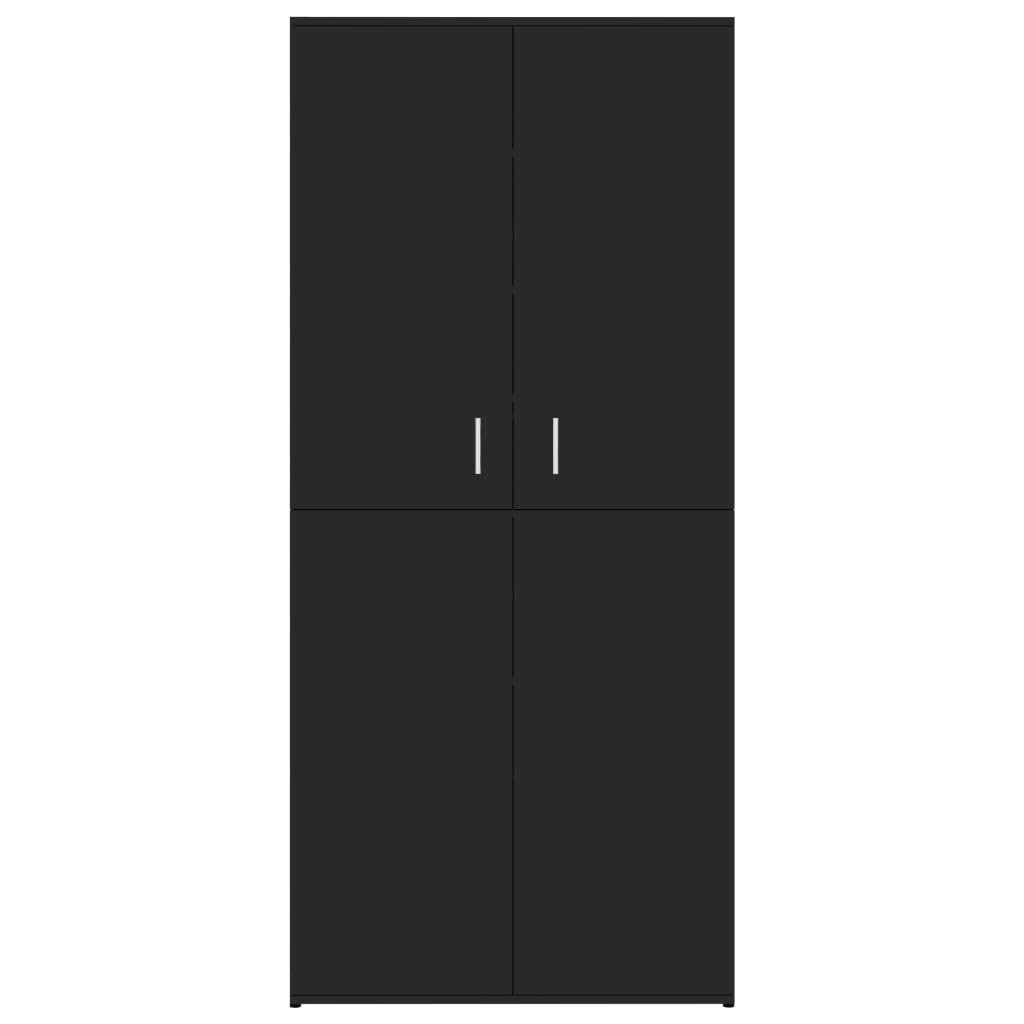 Pissente Shoe Cabinet - 6-Shelf High Gloss Black Chipboard Shoe Storage Organizer with 2 Doors for Living Room & Entryway - Perfect for Small Spaces, Apartment Entry, and Closet Organization