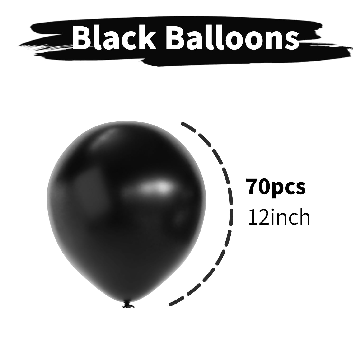 70 Pack 12 Inch Black Latex Balloons for Birthday, Halloween, Christmas, New Year, Wedding & Engagement Parties - Perfect for Themed Decorations, Helium-Filled or Air-Inflated Party Supplies