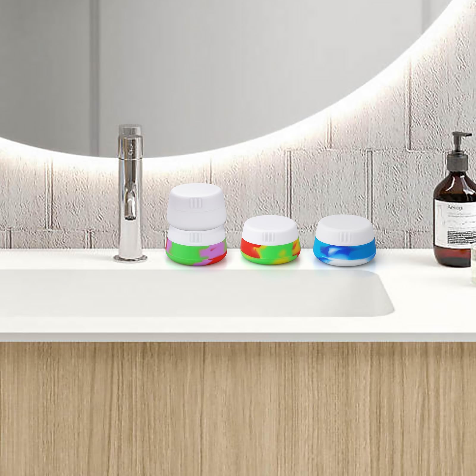 TSA Approved 4-Pack 20ml/0.7oz Silicone Travel Containers - Leakproof Refillable Cosmetic Jars for Creams, Lotions & Makeup | Perfect for Toiletries, Skincare & Airplane Carry-Ons