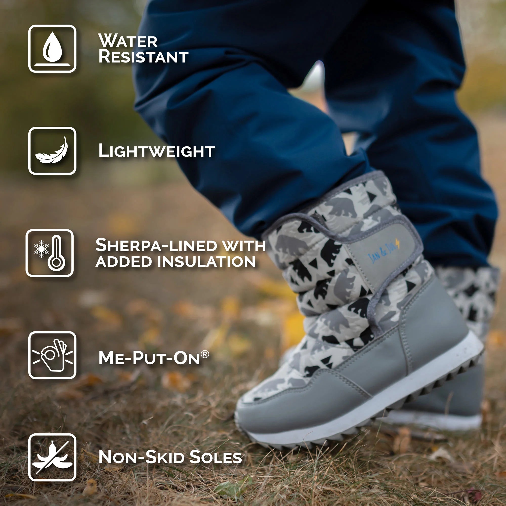 Jan & Jul Heather Grey Tall Puffy Boots for Kids - Waterproof Winter Snow Boots for Girls & Boys - Perfect for Outdoor Play, Snow Days & Cold Weather Adventures