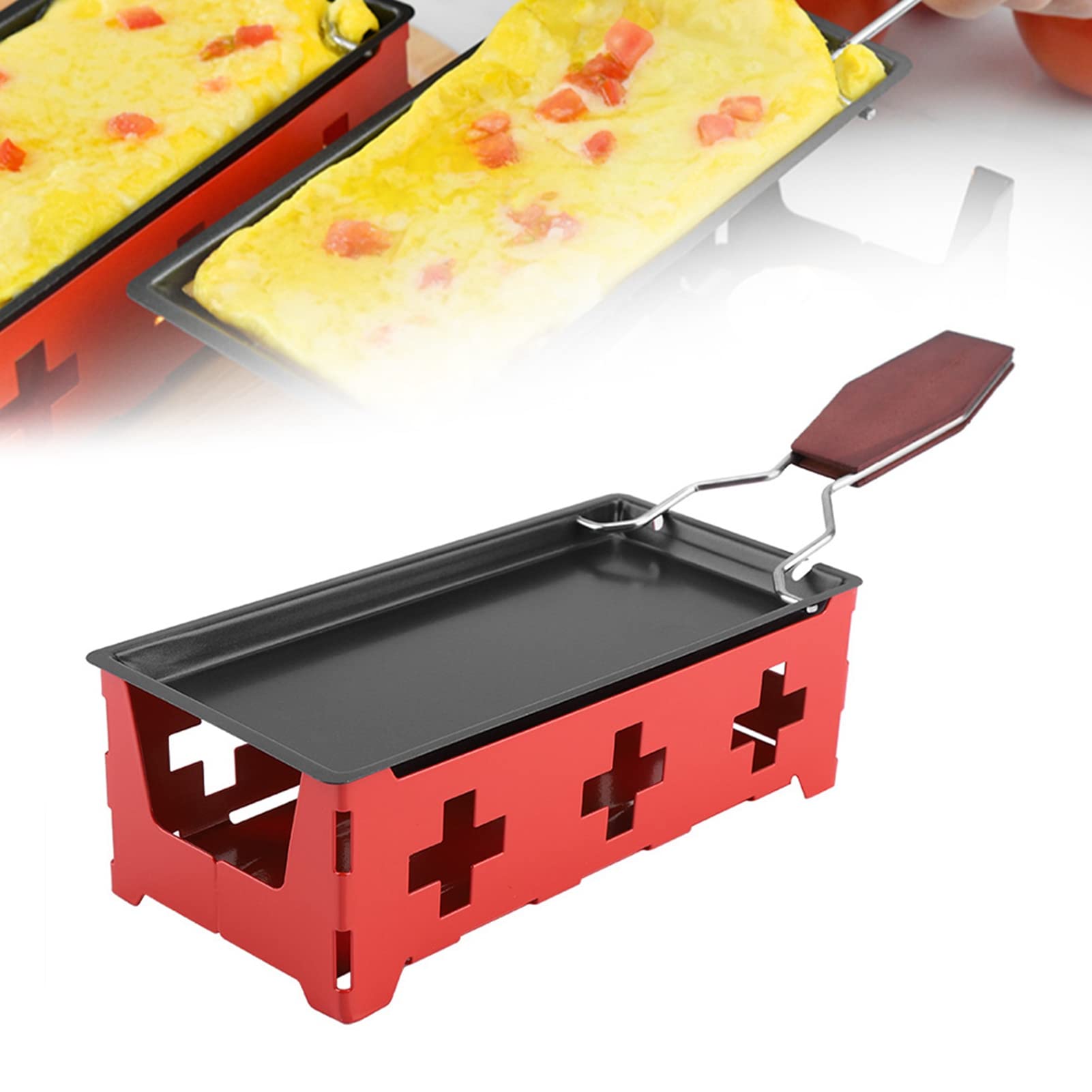 **Non-Stick Portable Raclette Cheese Melter Grill Set - Mini Candle Stove for Home Kitchen, Party & Camping - Perfect for Cheese Fondue, Baking & Grilling**