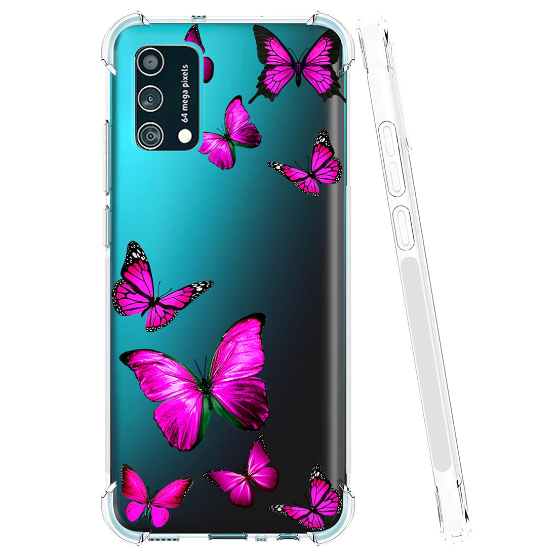 Samsung Galaxy A02S Phone Case for Women - Rose Butterfly Clear Slim Shockproof TPU Protective Cover with Soft Flexible Design | Perfect for Everyday Use, Work, and Travel