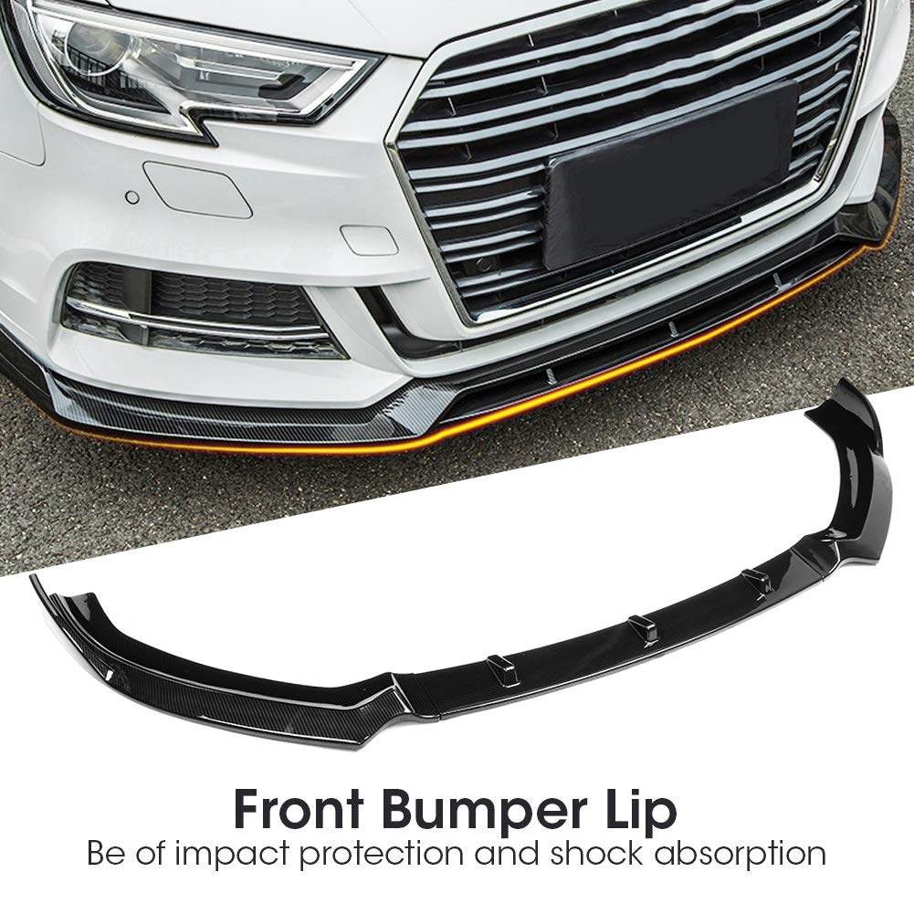 Carbon Fiber Front Bumper Lip Spoiler for Audi A3/S3 S-Line 8V (2017-2018) - Body Kit Upgrade for Enhanced Style & Aerodynamics - Perfect for Street Racing & Car Shows