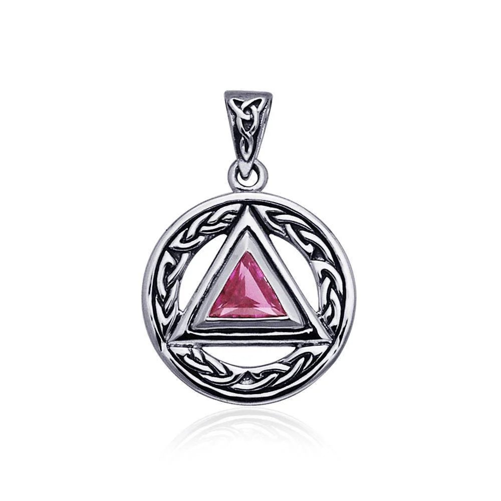 Celtic AA Symbol Sterling Silver Pendant Necklace with Genuine Gemstone Options - Perfect for Spiritual Jewelry, Irish Heritage Gifts & Everyday Wear