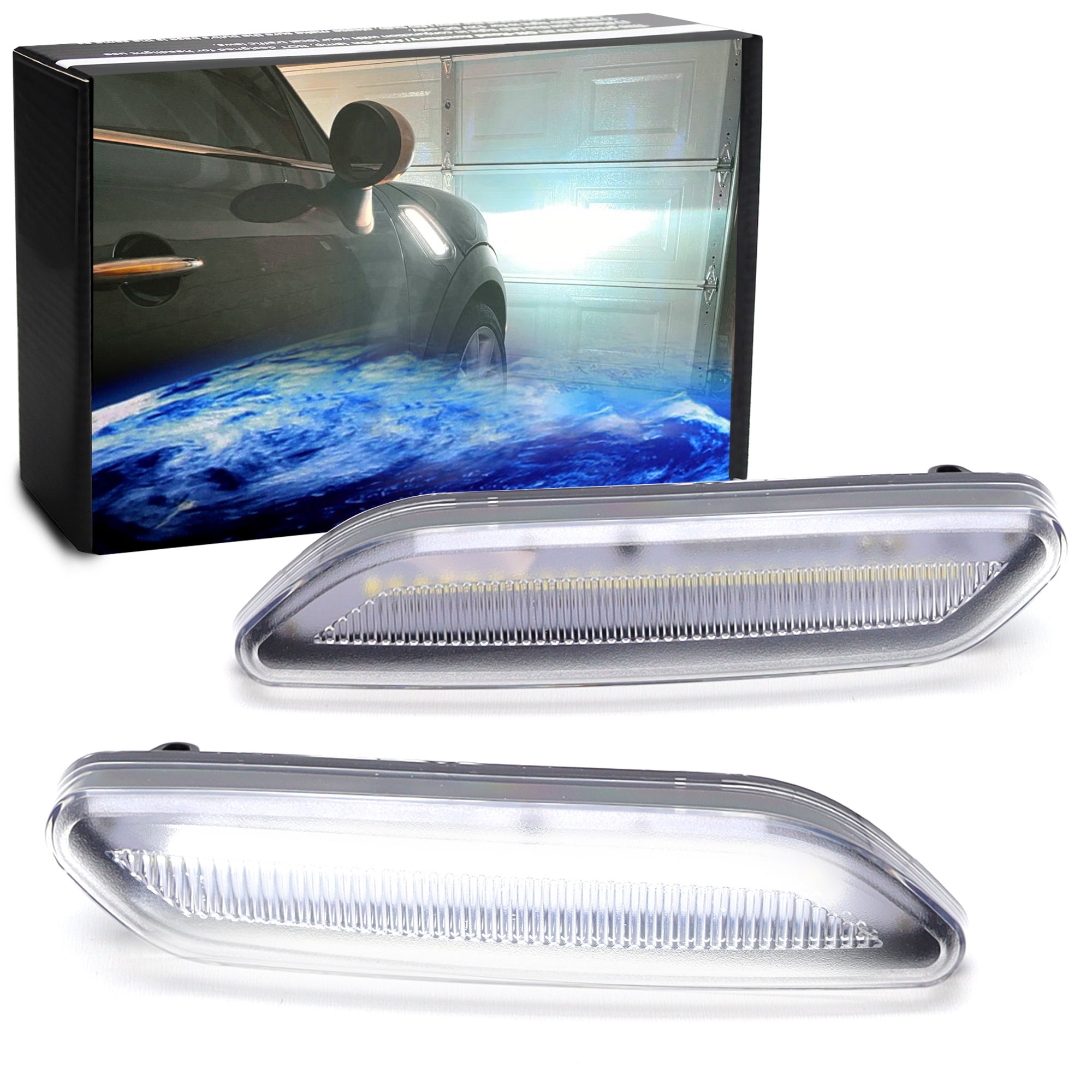 Clear Lens White LED Fender Side Marker Blinker Lights for MINI Cooper R60 R61 - Enhanced Visibility & Style Upgrade for Night Driving & Custom Car Mods