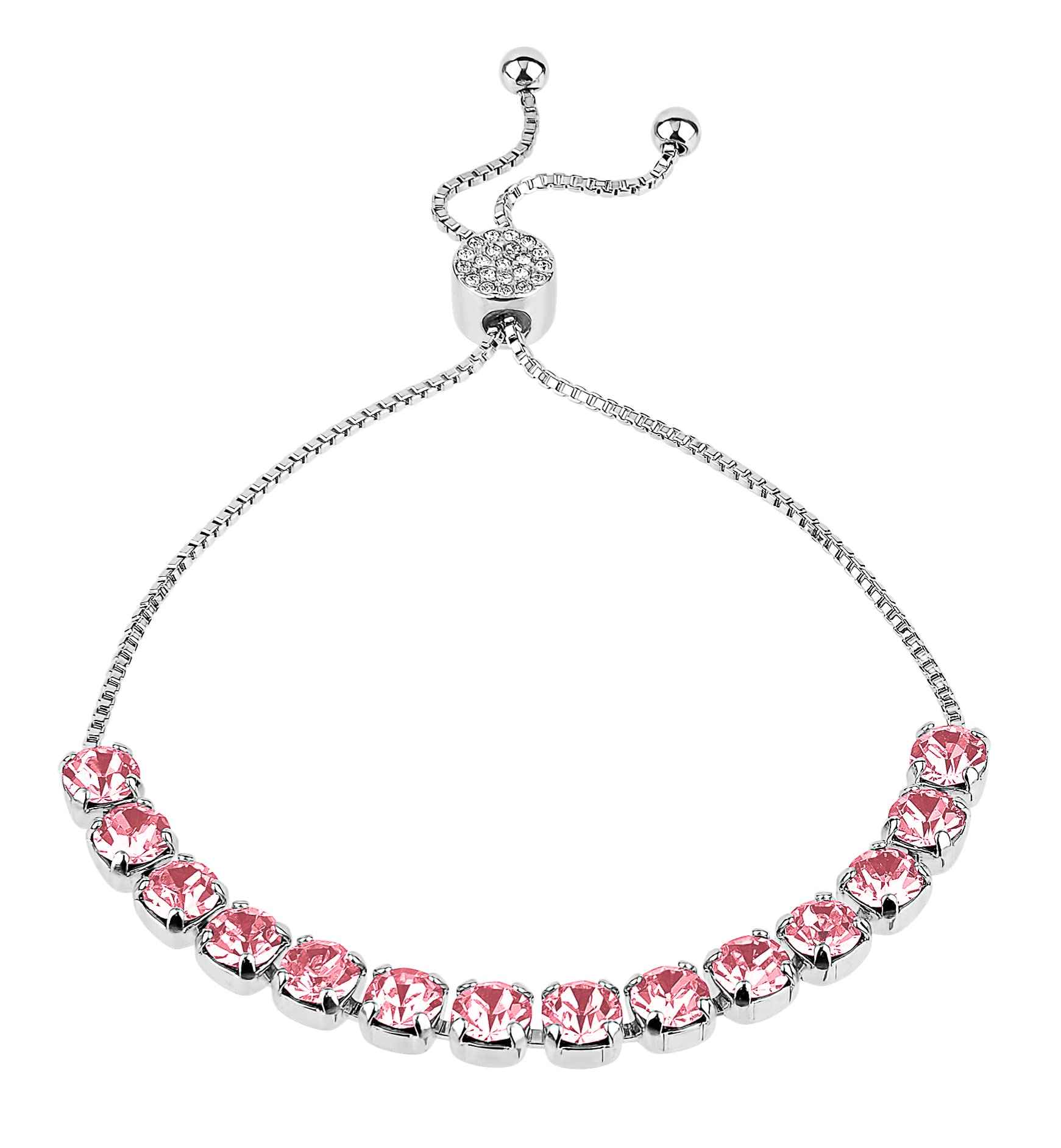 Inspired Voices Adjustable Lariat Tennis Bracelet for Women - Rhinestone Crystal Slider Bracelet in Blue, Pink, Purple | Perfect for Parties, Weddings & Everyday Elegance