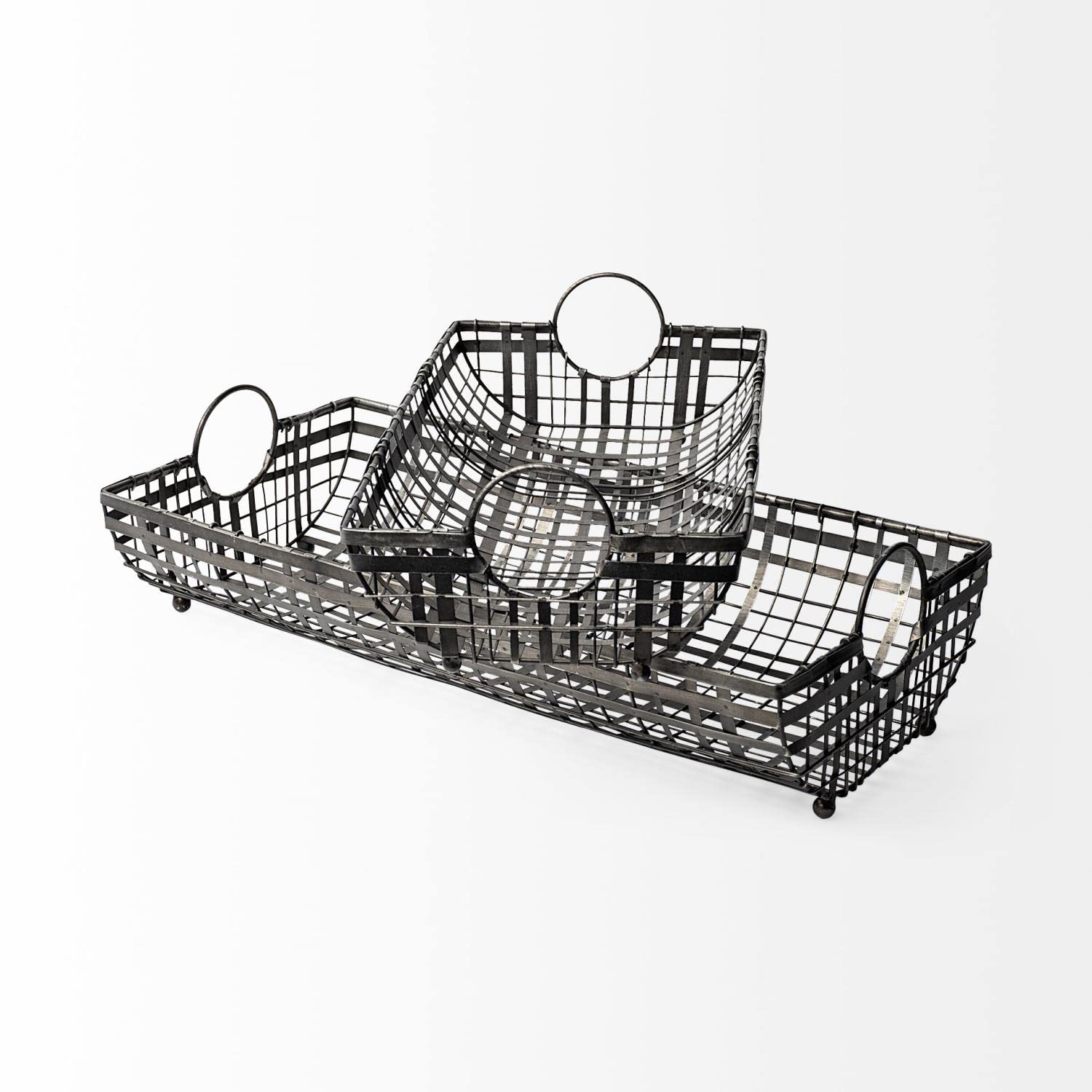 Mercana Kenneth Gray Metal Baskets (Set of 2) - 24
