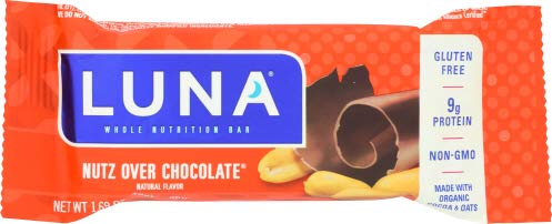LUNA BAR Gluten Free Protein Snack Bar - Nutz Over Chocolate Flavor 1.7oz (6 Pack) | Healthy On-The-Go Breakfast & Post-Workout Energy Snack