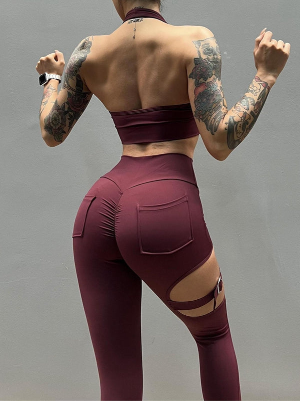 ZASUWA Women's High Waisted Scrunch Butt Lifting Leggings - Sexy Cutout Design for Yoga, Gym & Workout - Tummy Control & Booty Enhancer