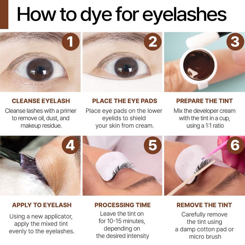 Korean Lash & Brow Tint Kit - Natural Brown Eyelash & Eyebrow Dye for Women | At-Home Salon Quality, Long-Lasting Results for Perfect Eyebrow Shaping & Lash Enhancement