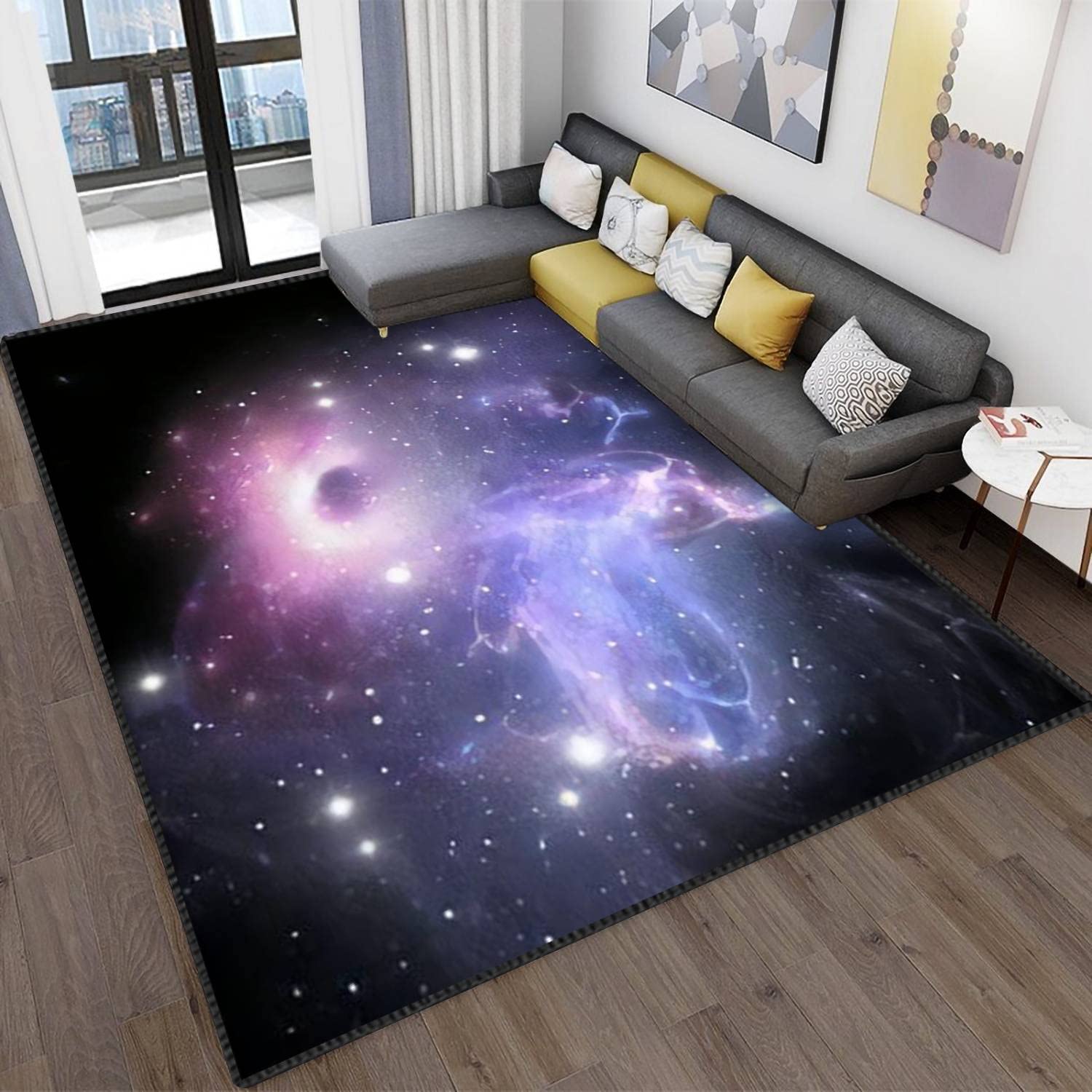 Non-Slip Soft Abstract Area Rugs for Living Room, Bedroom, Kids Room & Office - Modern Black Hole Nebula Design Indoor/Outdoor Carpet - Perfect for Home Decor, Dormitory & Apartment Flooring