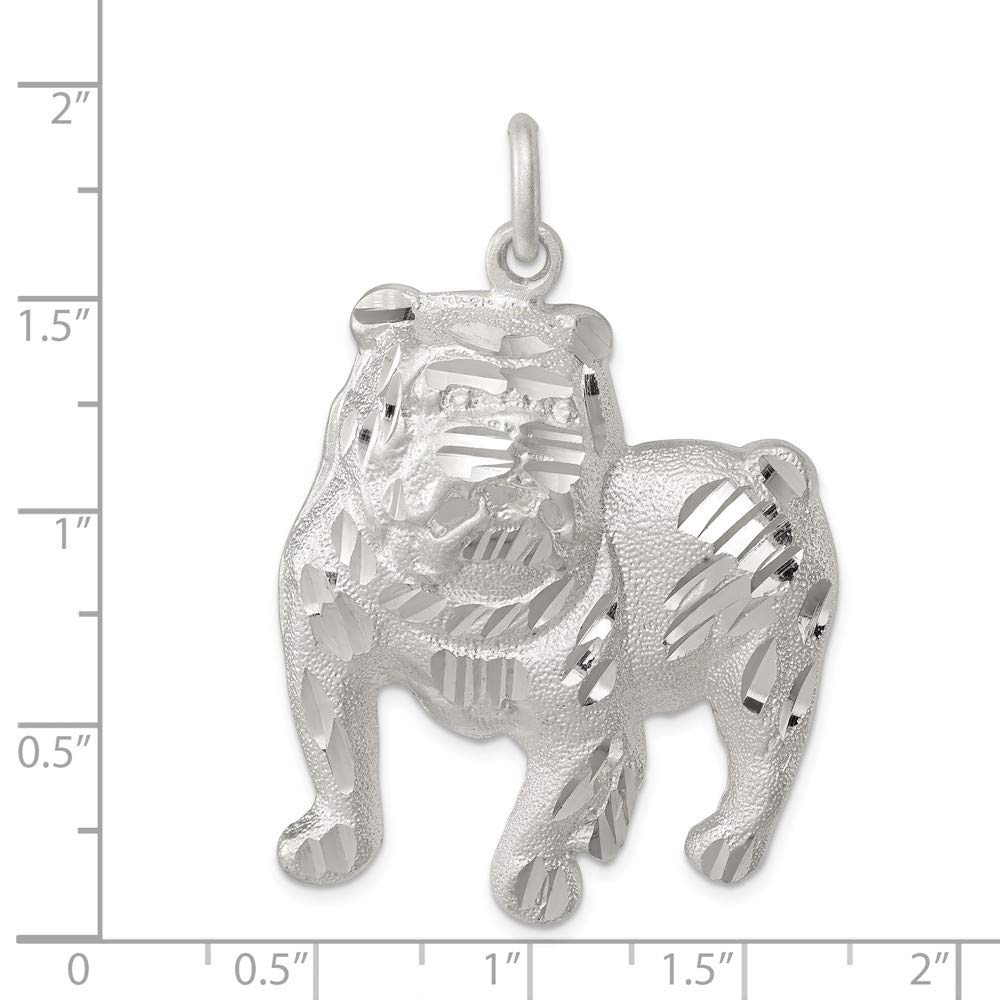 925 Sterling Silver Men's Bulldog Charm Pendant Necklace - 42mm x 35mm for Gifts, Fashion & Everyday Wear