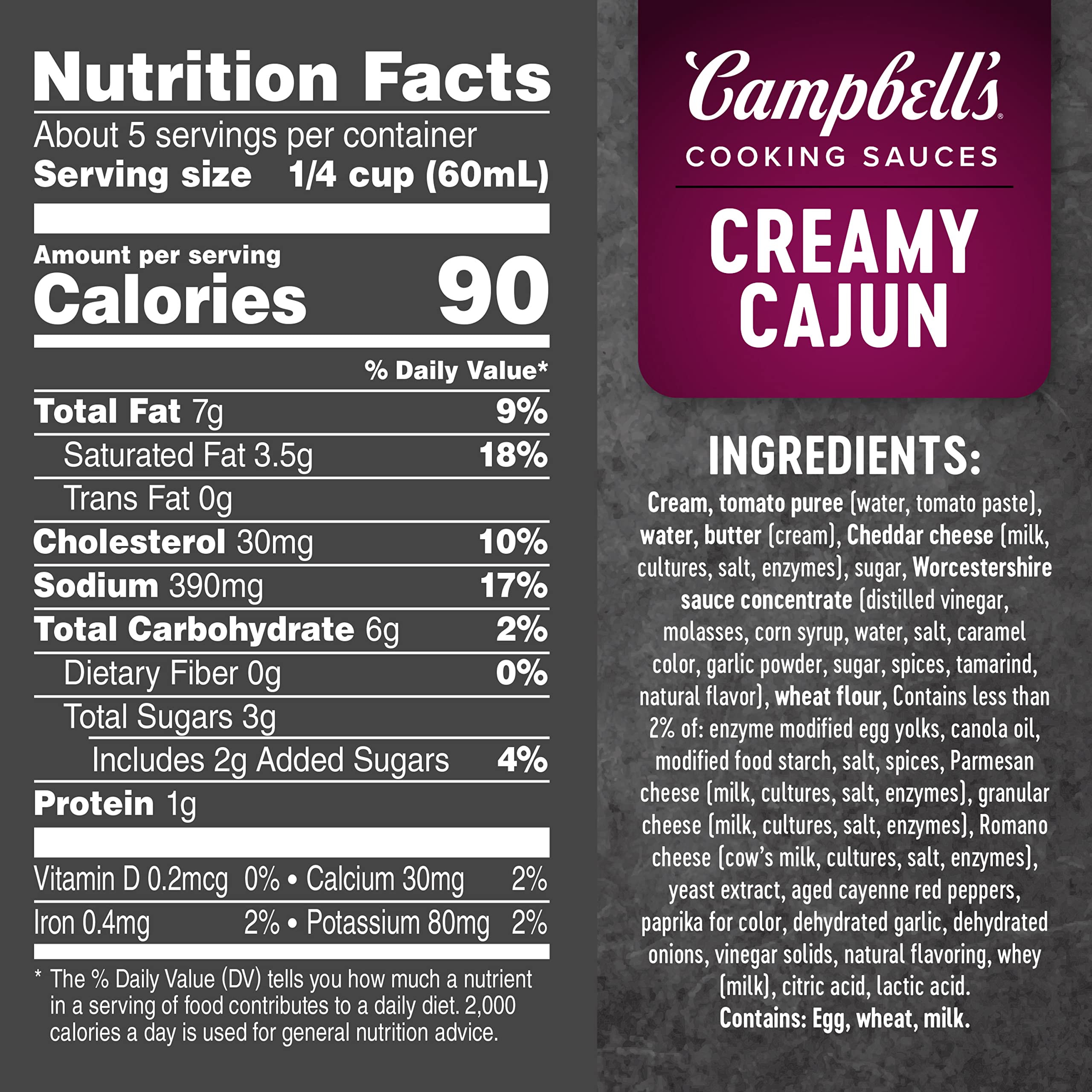 Campbell's Creamy Cajun Cooking Sauce - 11 Oz Pouch (Pack of 6) | Rich & Spicy Flavor for Pasta, Chicken, Seafood & More | Easy Meal Enhancer for Home Chefs & Food Lovers