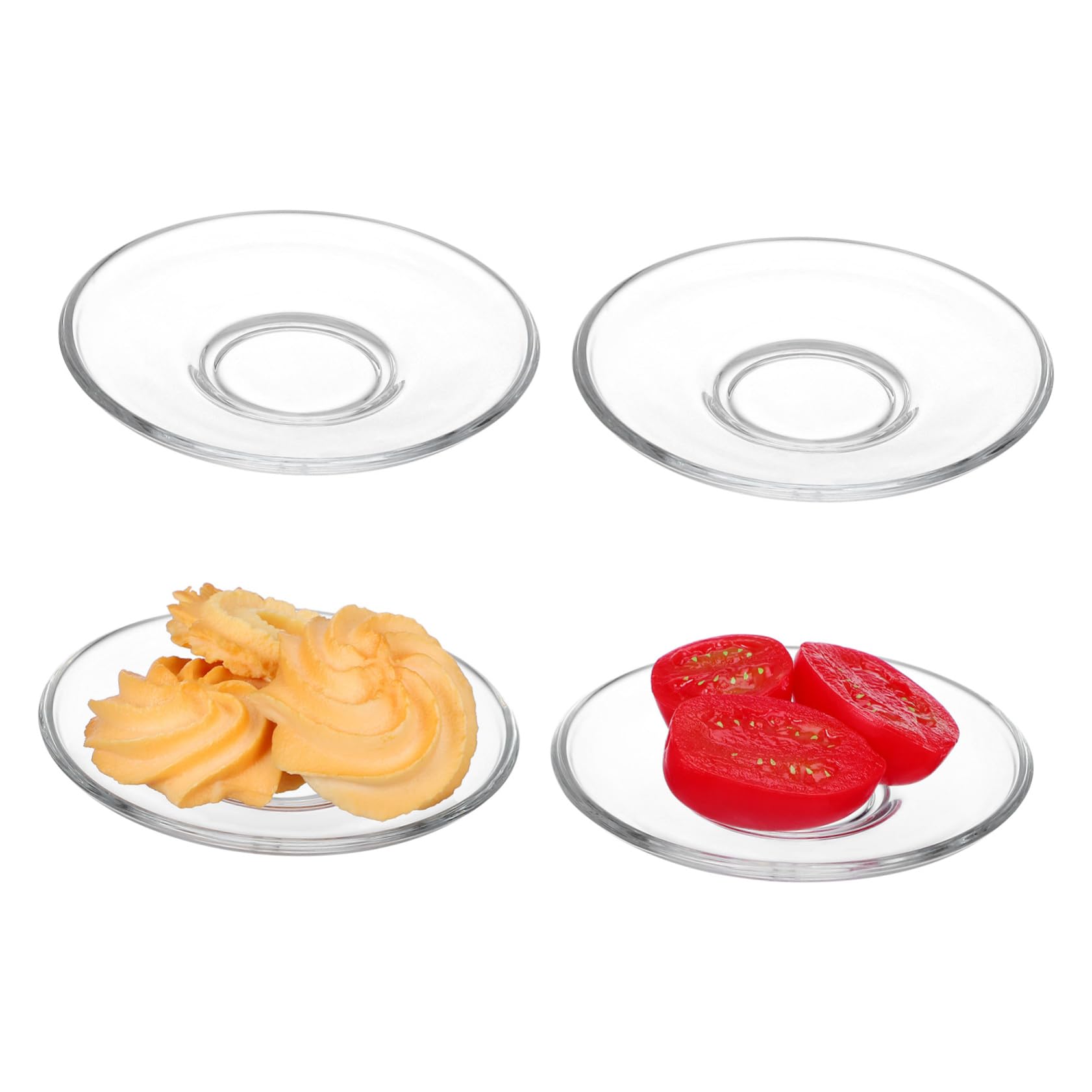 Elegant 4-Pack Glass Tea Saucers - 9cm Round Coffee & Tea Cup Plates for Snacks, Desserts, and Afternoon Tea - Perfect for Tea Parties, Coffee Breaks, and Home Decor