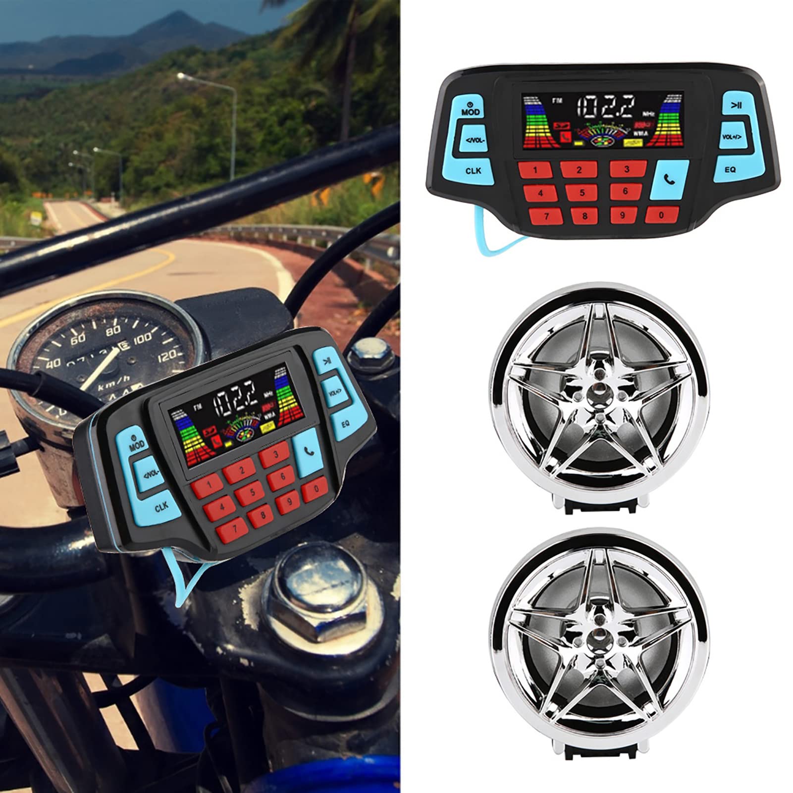 Waterproof Motorcycle Bluetooth Speakers with Amplifier - USB/SD for Outdoor Riding