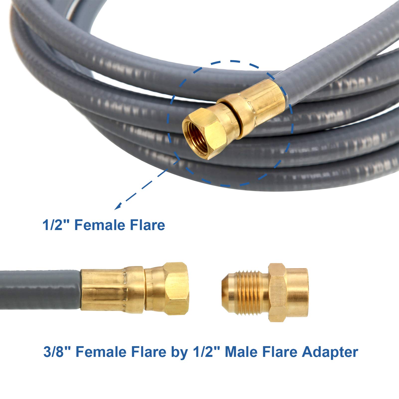 48 Feet 1/2-Inch CSA Certified Natural Gas Hose with Quick Connect Fitting - Compatible with BBQ Grills, Pizza Ovens, Patio Heaters & More | Propane to Natural Gas Conversion Kit for Outdoor Cooking & Heating Appliances