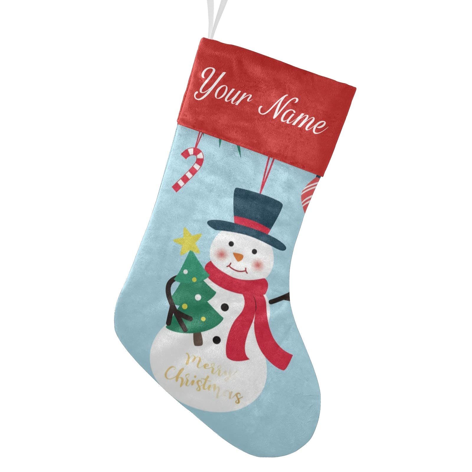 Personalized Snowman Christmas Stockings for Pets - Custom Name Dog Xmas Socks Gift (17.52 x 7.87 Inch) - Perfect for Holiday Decor & Pet Christmas Presents