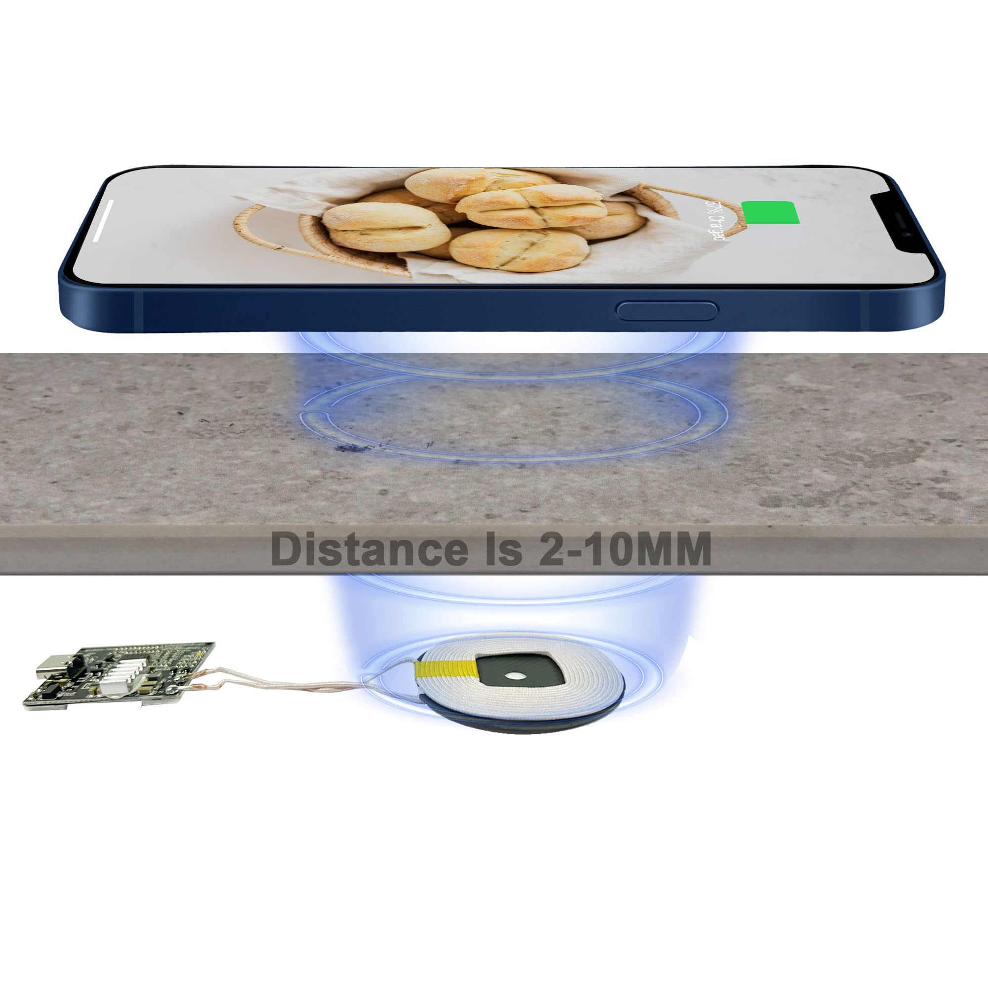 Mini Invisible Wireless Charger - Long-Distance Wireless Charging Module (1 Coil) for Smartphones & Devices | Perfect for DIY Projects & Home/Office Use