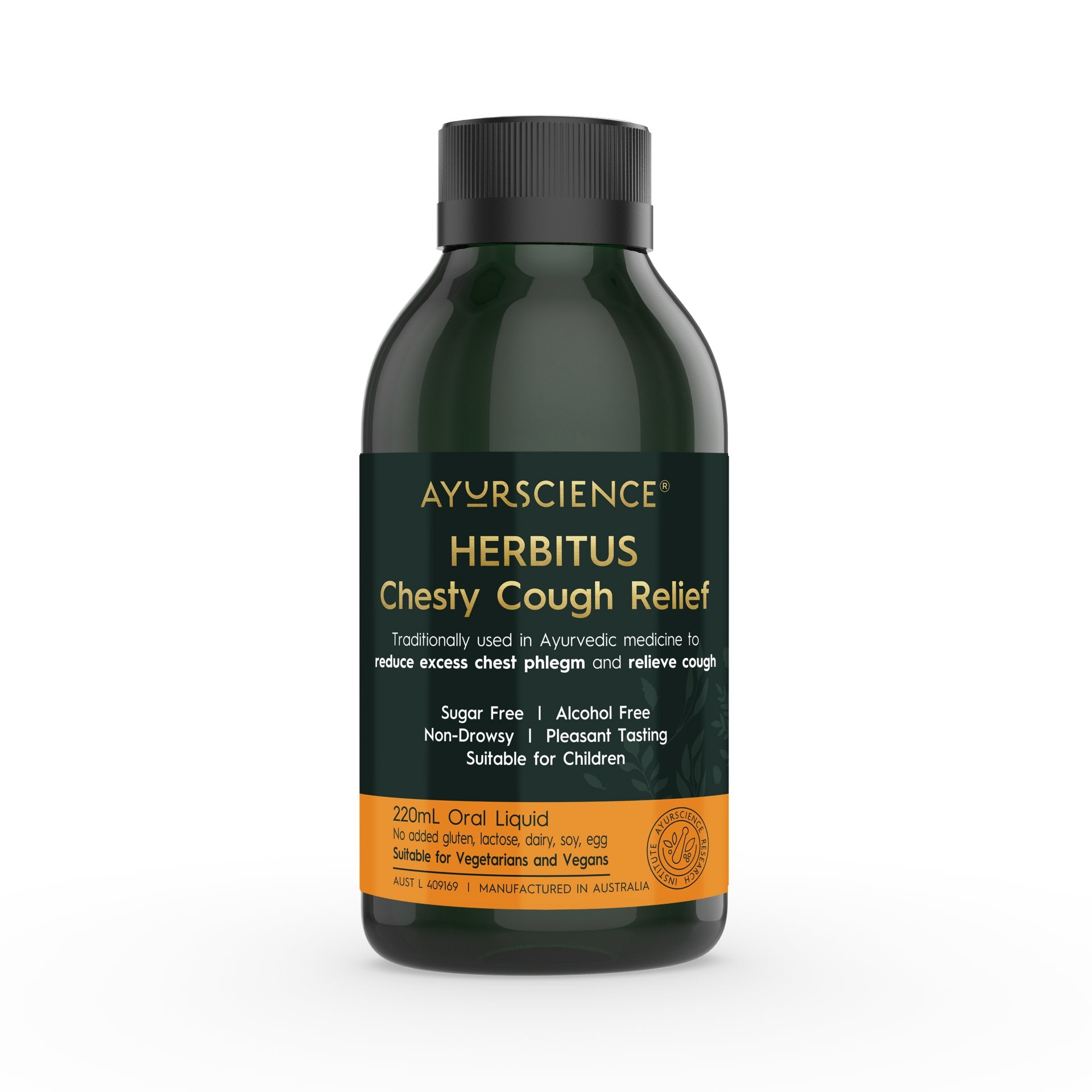 Ayurscience HERBITUS Chesty Cough Syrup - Natural Herbal Remedy for Dry & Chesty Cough Relief - Supports Respiratory Health (Day & Night Use) - Perfect for Cold Season, Allergies & Throat Irritation