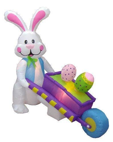 St. Patrick's Day & Easter Party Decorations Bundle - 6ft Inflatable Leprechaun with Shamrock & Beer + 4ft Inflatable Easter Bunny with Wheelbarrow & Eggs - Perfect for Holiday Yard Decorations, Themed Parties & Spring Celebrations