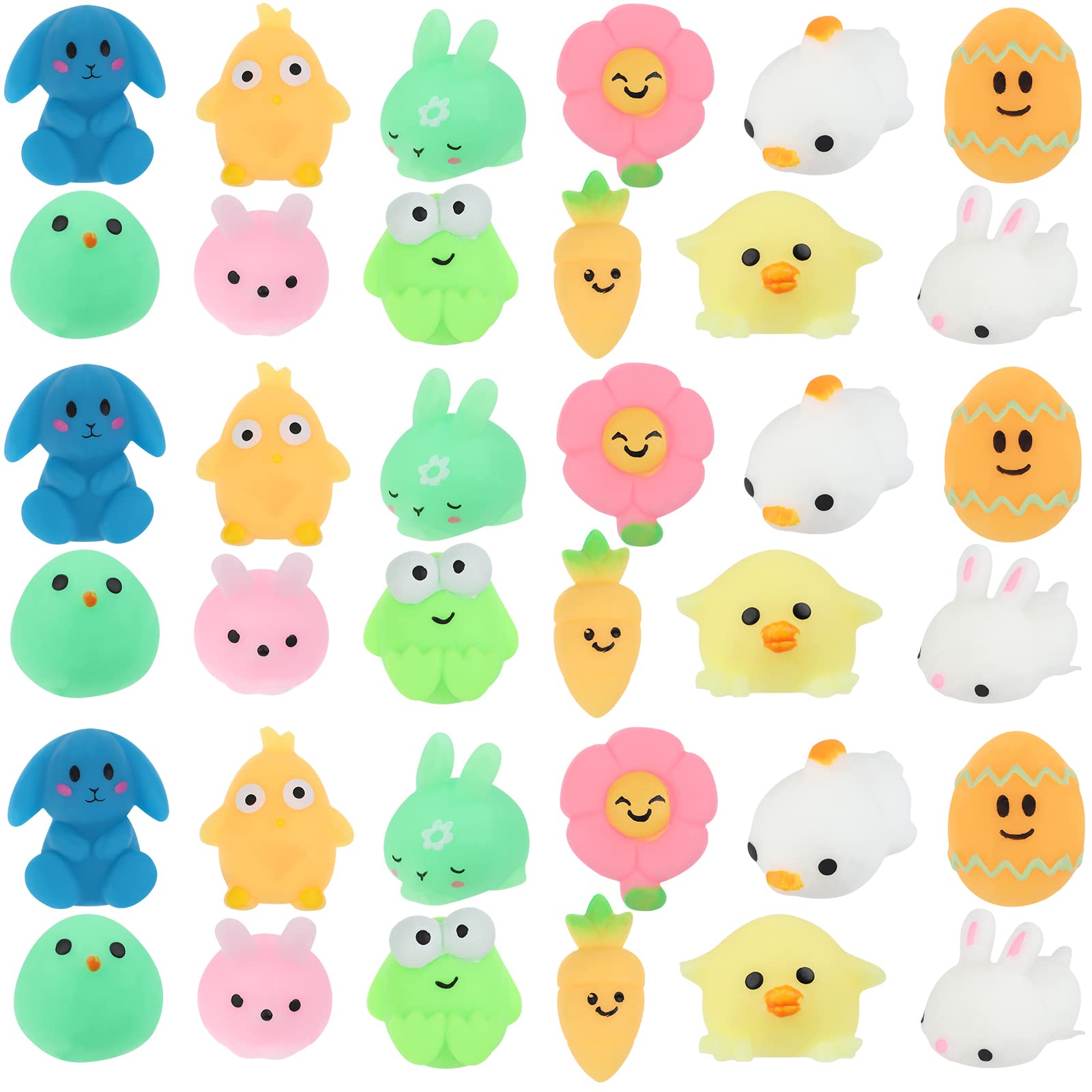 36 Pcs Stress Relief Squeeze Balls - Cute Easter Bunny, Egg & Chick Sensory Fidget Toys for Anxiety Relief - Hand Therapy, Office Desk, Classroom & Travel Stress Balls for Adults & Kids