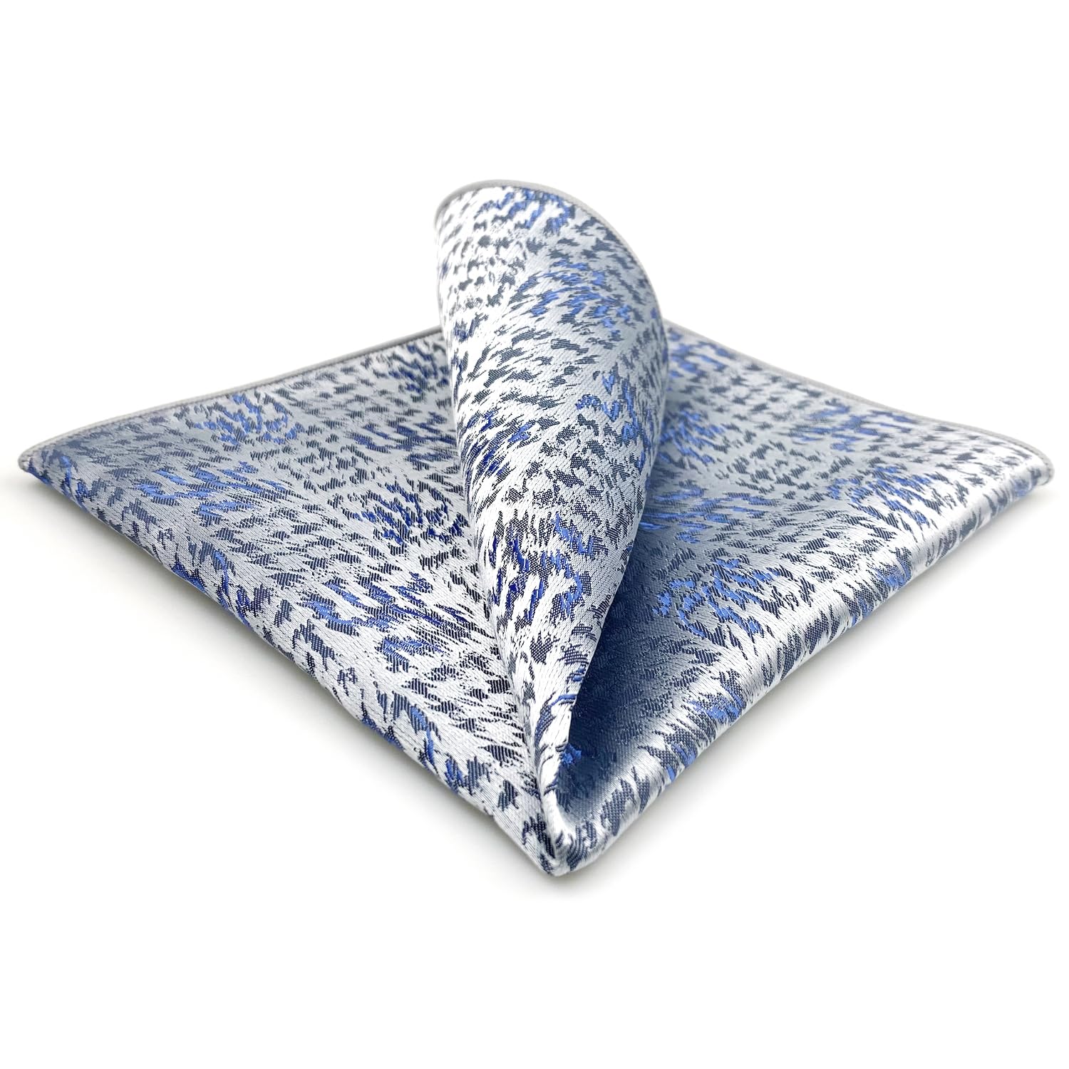 S&W SHLAX&WING Men's Silk Tie Set - Silver & Sky Blue Necktie with Matching Pocket Square | Formal Business Attire, Wedding & Office Wear