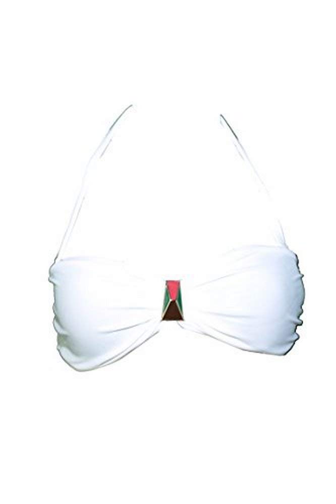 Women's Folk Padded Bandeau Top with Center Detail - White, Size S | Stylish Summer Crop Top for Beach, Music Festivals & Casual Outings