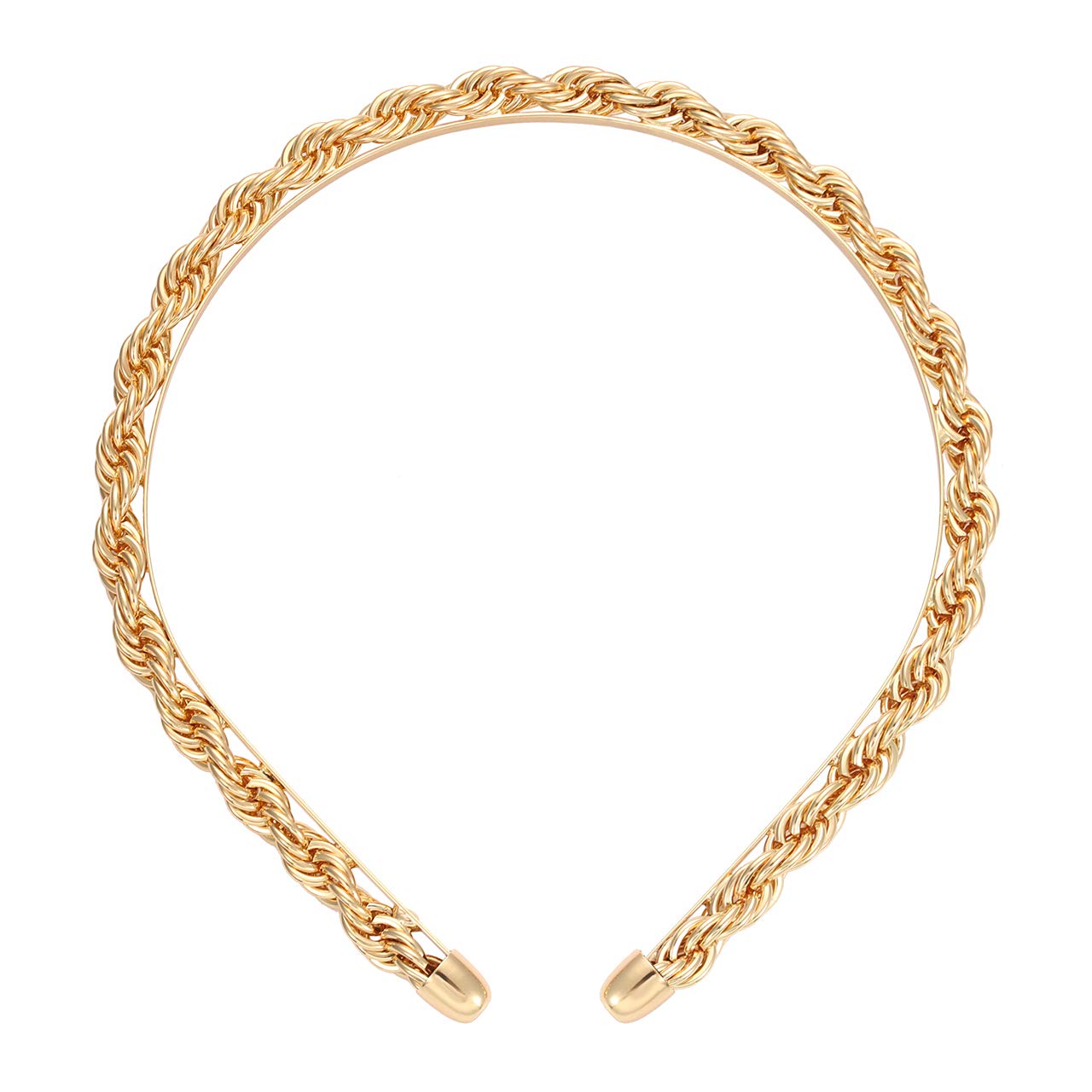 HZEYN Gold Metal Twisted Chain Headband for Women - Elegant Statement Hair Accessory for Parties, Weddings & Special Occasions