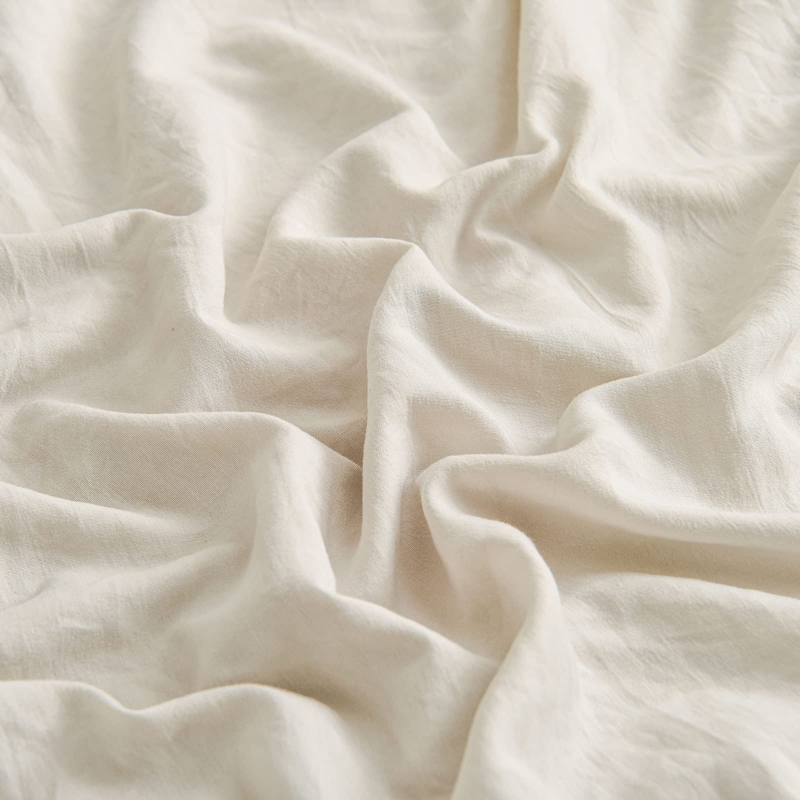 Beige & Grey Ruffled Pillow Shams Set of 2 - Standard/Queen Size (20''x30'') - Shabby Chic Decorative Pillowcases for Bedroom, Living Room & Home Decor