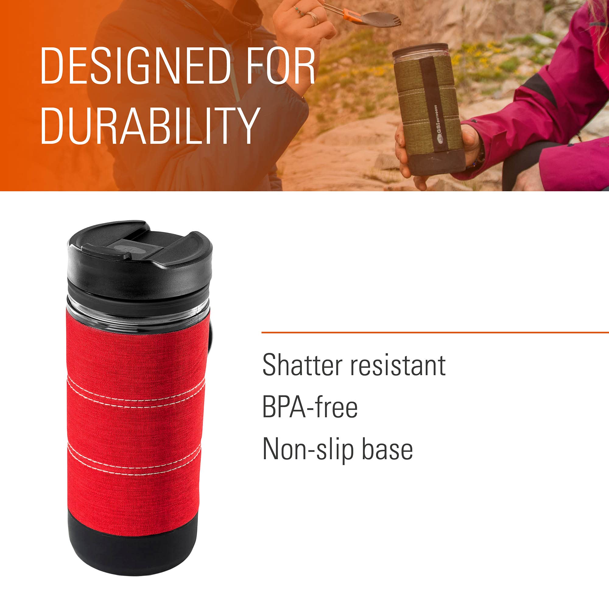 GSI Outdoors Commuter JavaPress - Portable French Press Coffee Maker for Camping, Hiking & Travel - Stainless Steel Insulated Coffee Press for Outdoor Adventures