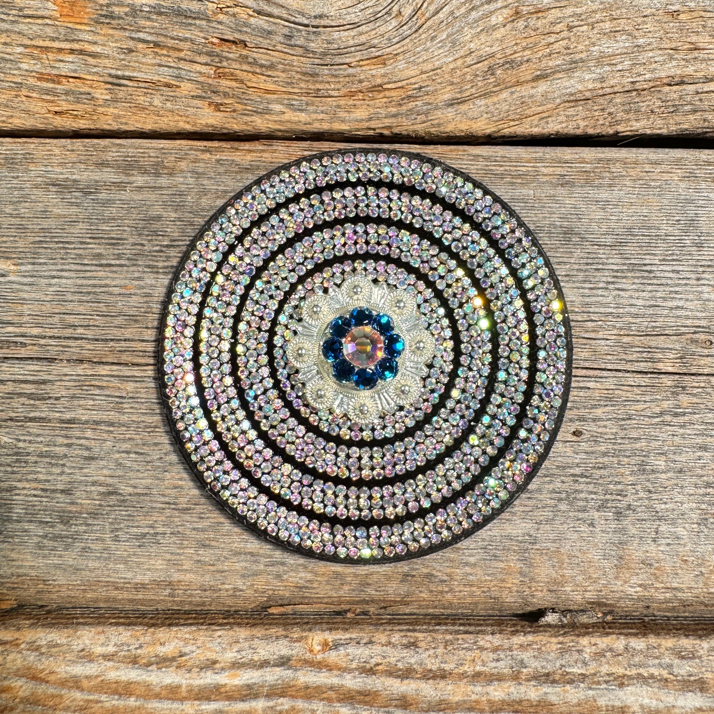 Black AB Crystal Rhinestone Rosette Conchos for Leather Craft, DIY Jewelry, and Western Wear Accessories – Perfect for Belts, Boots, and Handbags Decoration