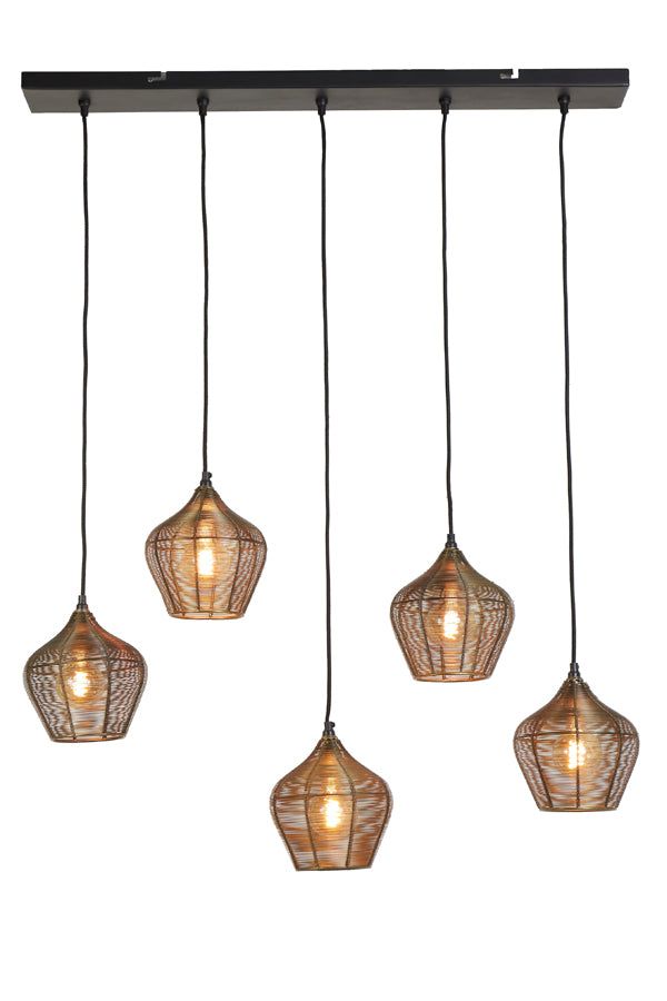 Alvaro 5/10Lt Vintage Hanging Lamp - Antique Bronze & Matte Black Finish | Perfect for Dining Room, Living Room & Bedroom Lighting