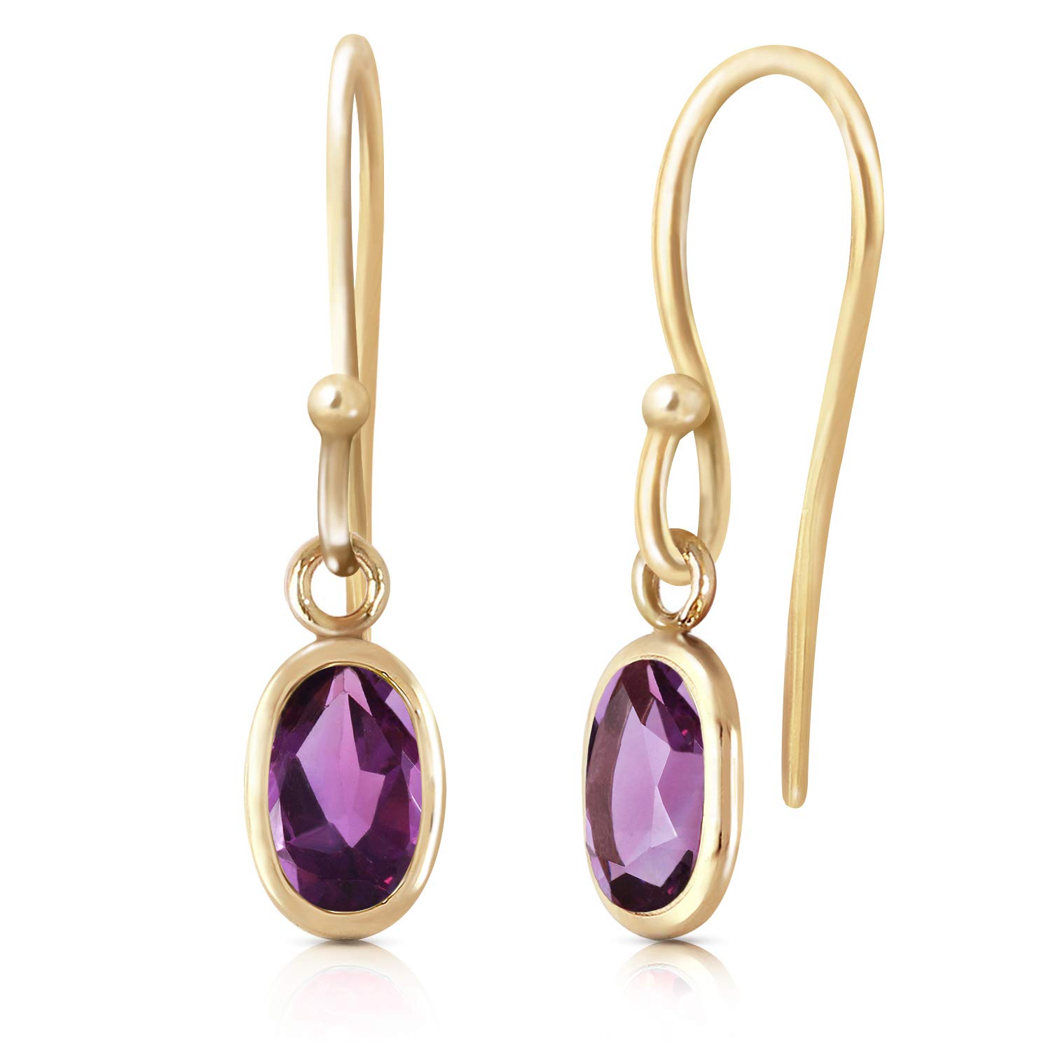 14K Solid Yellow Gold Amethyst Earrings - 1 CTW Purple Gemstone Stud Earrings for Women | Elegant Jewelry Gift for Birthday, Anniversary & Special Occasions