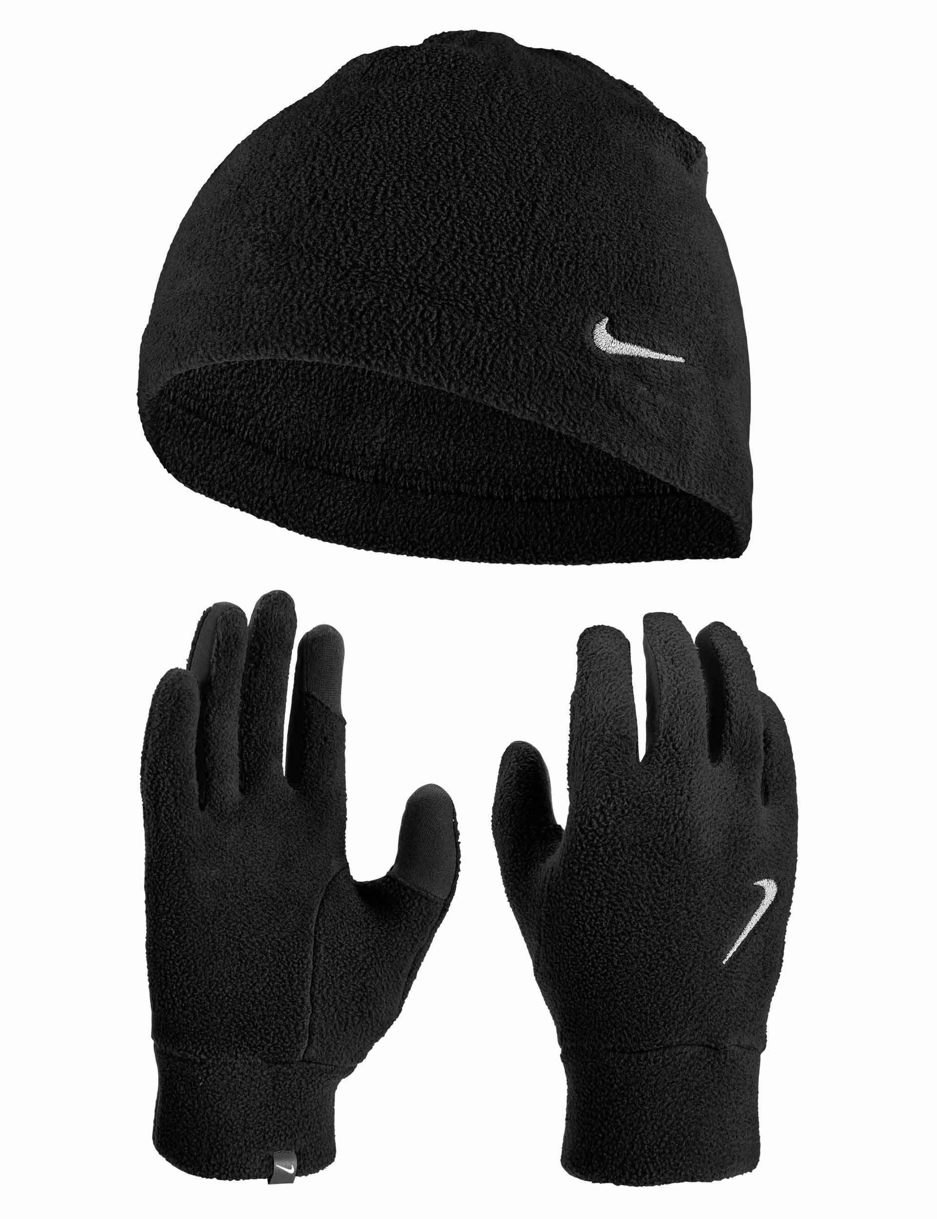 Warm Fleece Hat and Gloves Set for Winter - Black & White - Perfect for Skiing, Snowboarding & Outdoor Activities