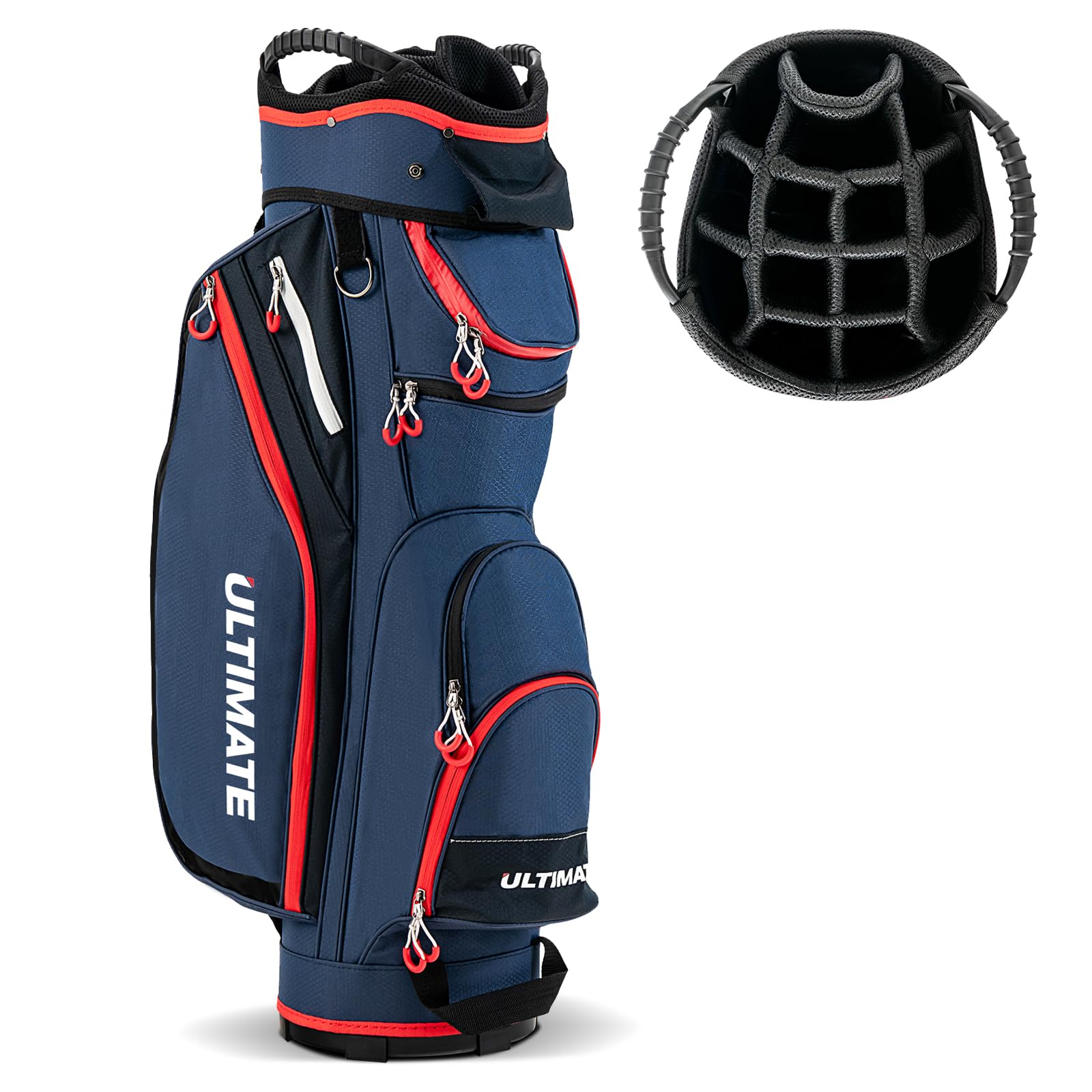 **Goplus 14-Way Divider Golf Cart Bag – Lightweight & Portable Golf Club Organizer with 8 Zippered Pockets, Cooler Bag, Rain Hood & Shoulder Strap – Ideal for Men & Women Golfers – Perfect for Tournaments, Driving Range & Weekend Golf Outings**
