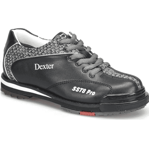 Dexter Women's SST 8 Pro Right/Left Hand Wide Bowling Shoes - Black/Grey | Professional Bowling Footwear for Enhanced Performance & Comfort on the Lanes
