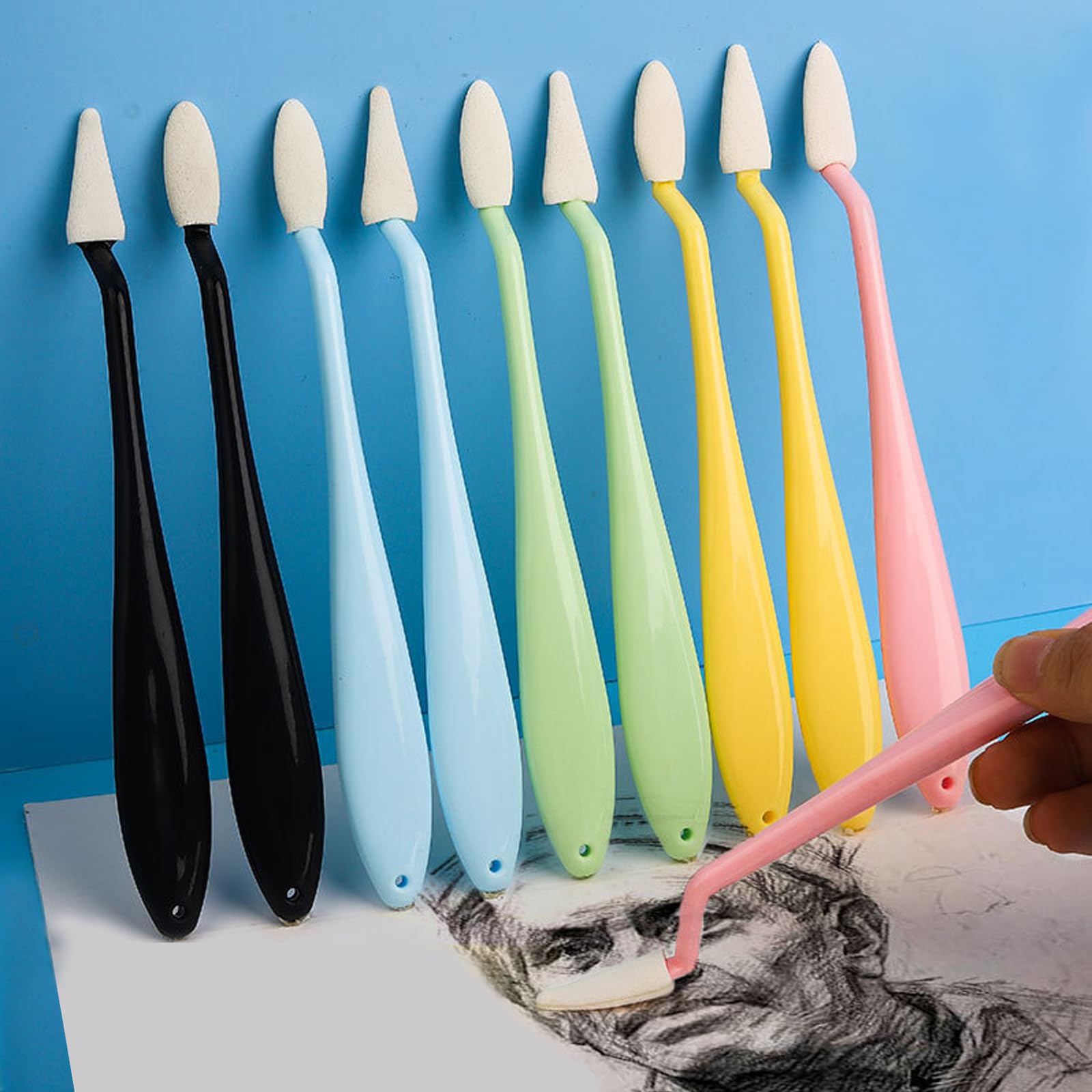 4pcs Paper Art Blending Stumps & Sketch Trimmer Erasers with 40 Replacement Sponge Wipes - Dual Head Design for Highlighting, Shadowing & Correcting Drawings - Perfect for Artists, Students & Sketching Enthusiasts