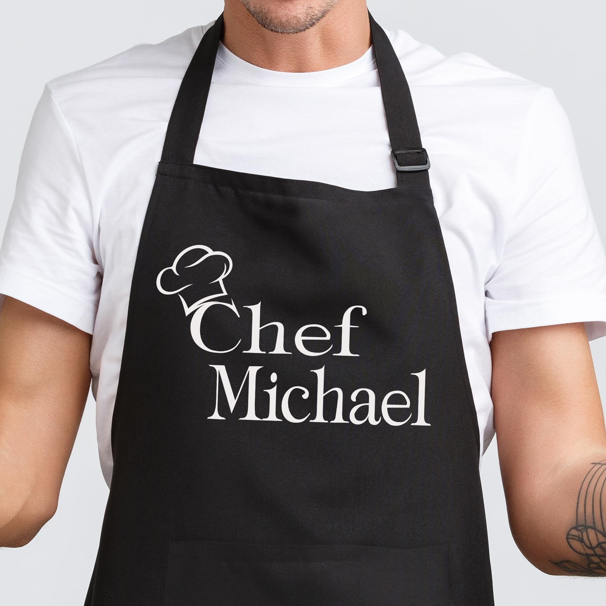 Custom Name Chef Apron with Pockets - Personalized Kitchen Apron for Men & Women - Ideal for Cooking, Baking & Grilling - Perfect Gift for Valentine's Day, Father's Day, Mother's Day, Christmas & Anniversaries