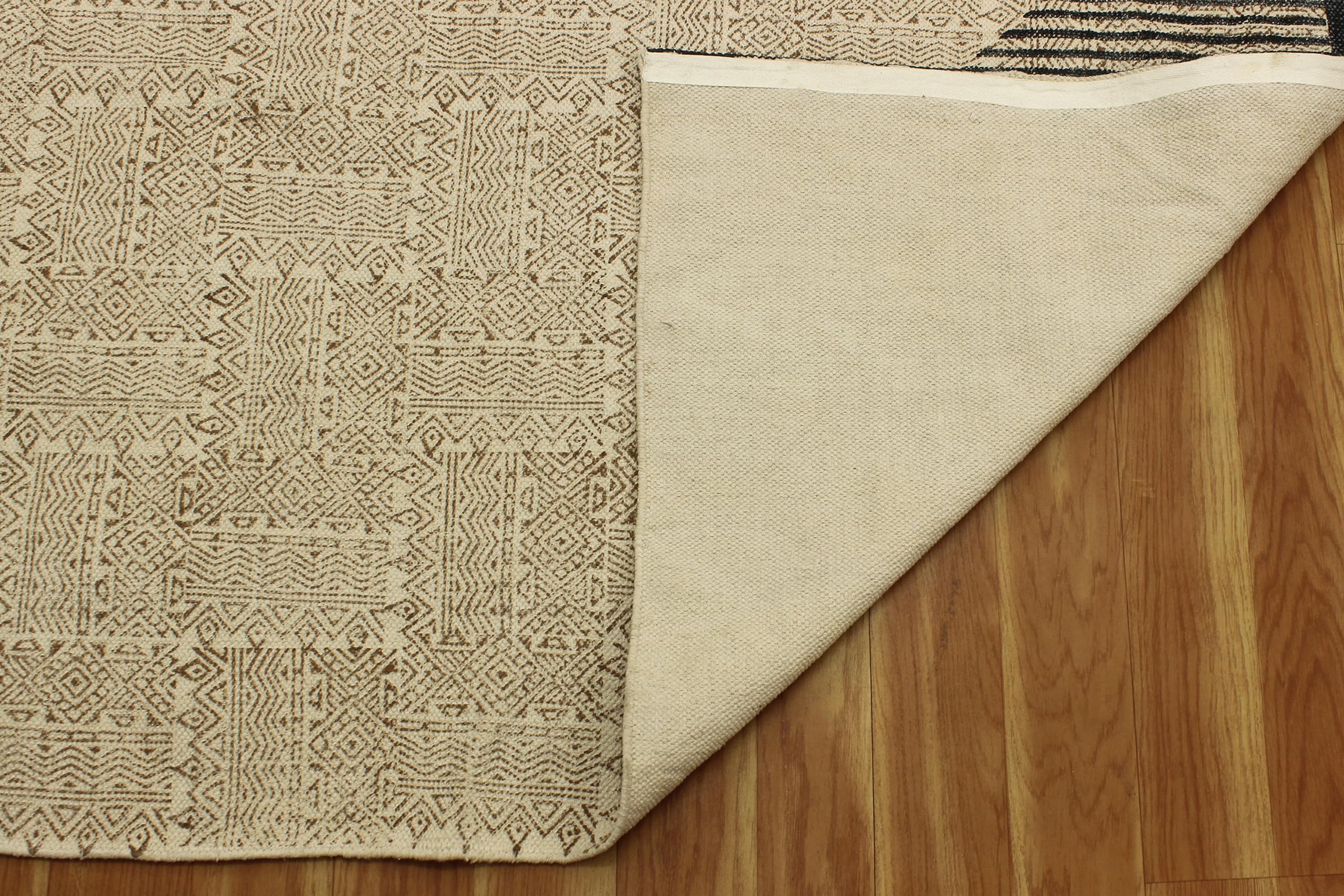 4x20 Ft Brown & Black Striped Cotton Dhurrie Kilim Runner Rug - Indoor/Outdoor Flatweave Carpet for High Traffic Areas | Perfect for Bedroom, Bedside, Kitchen & Hallway