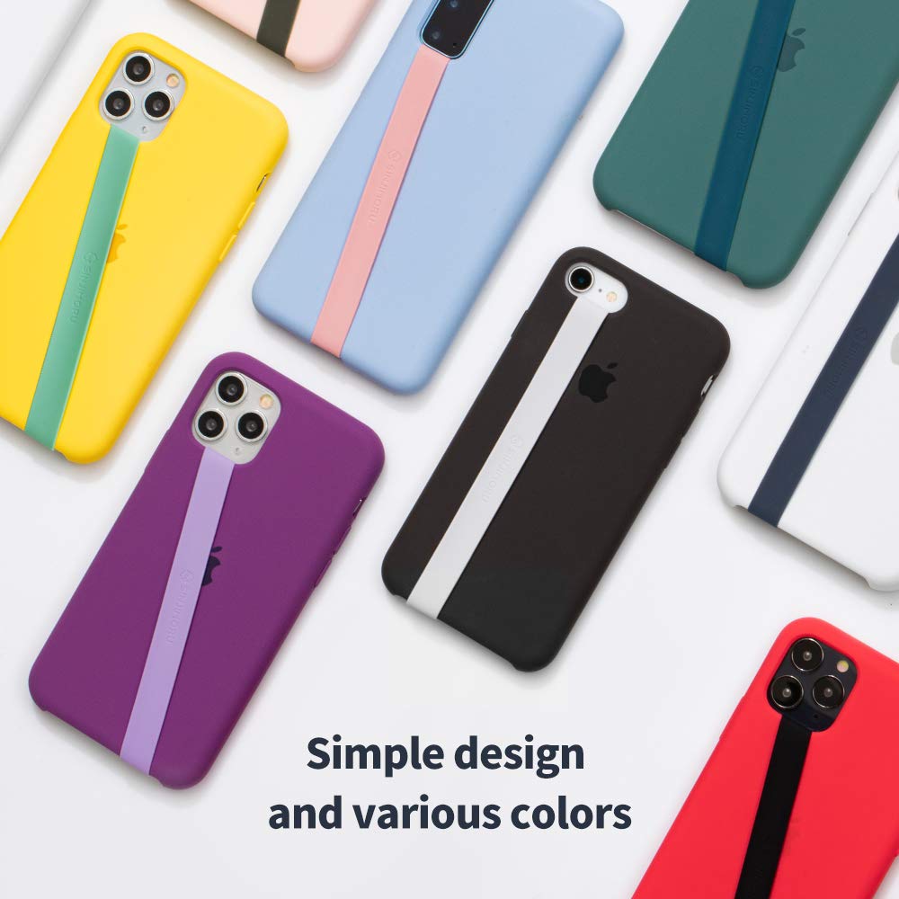 Sinjimoru Stretchable Silicone Phone Strap - Flexible Elastic Grip Holder for iPhone & Android - Secure Phone Loop with Finger Grip & Wireless Charging Support (Mint Green) - Perfect for Gym, Running, Travel & Everyday Use