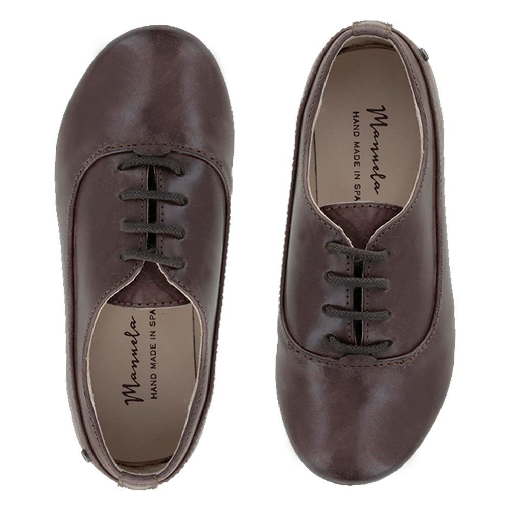 Manuela de Juan Boys & Girls Alex Oxford Shoes - Brown Tequila Color | Classic School Uniform & Formal Dress Shoes for Kids