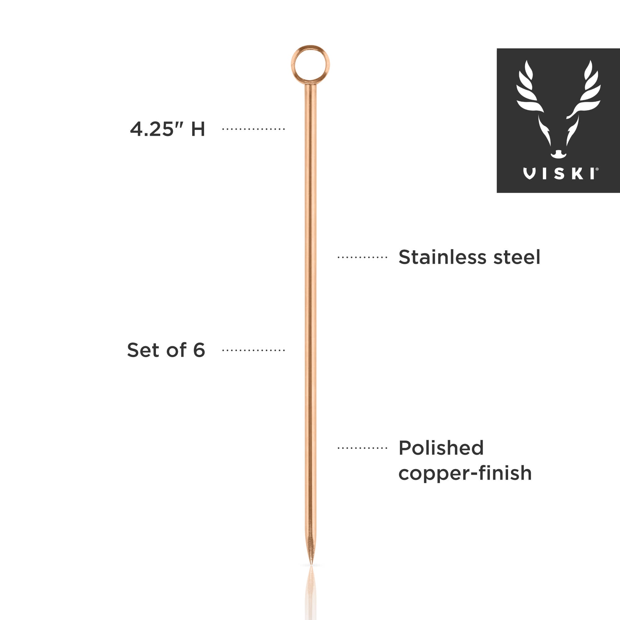 Premium Stainless Steel Summit Cocktail Picks Set of 6 - Elegant Drink Stirrers for Martini, Whiskey & Cocktail Garnish - Perfect for Home Bars, Parties & Wedding Receptions