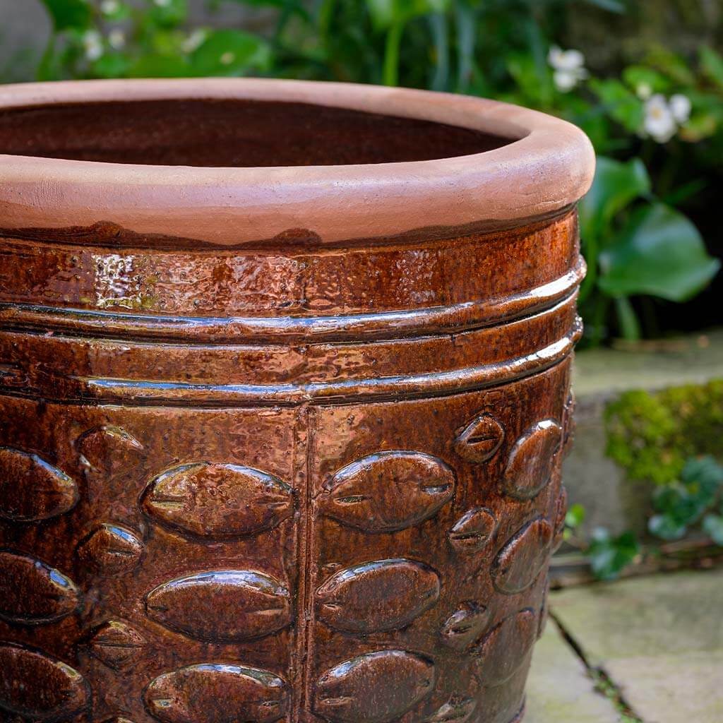 Campania International Rustic Brown Leaf Planter Set of 2 - Outdoor Garden Flower Pots for Patio, Deck & Porch Decor