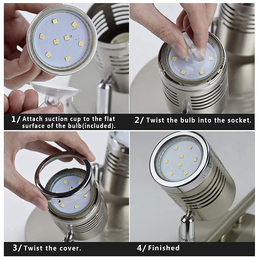 Depuley 6-Way Rotatable LED Ceiling Light - Chrome Swiveling Modern Spotlight Fixture with 6x 3W GU10 Bulbs (Warm White) - Perfect for Kitchen, Living Room, Bedroom & Office Lighting